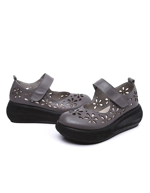 Women's Close-toe Velcro Wedge Retro Sandals
