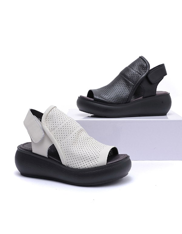 Women's Retro Hollow Wedge Sandals Slingback