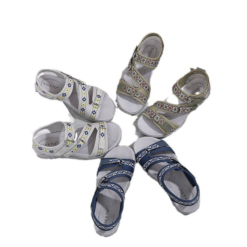 Sports Sandals Printed hook and loop Plus Size Women's Shoes | Sports sandals