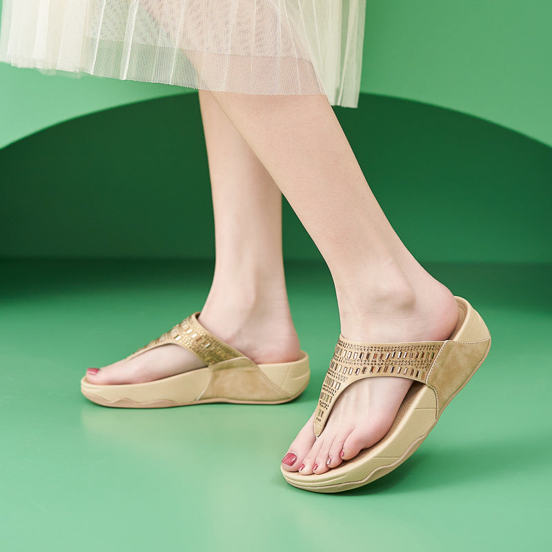 987-2 Rhinestone Sandals for Women's Lightweight Oversized Thick Sole Slippers | Sports Sandals