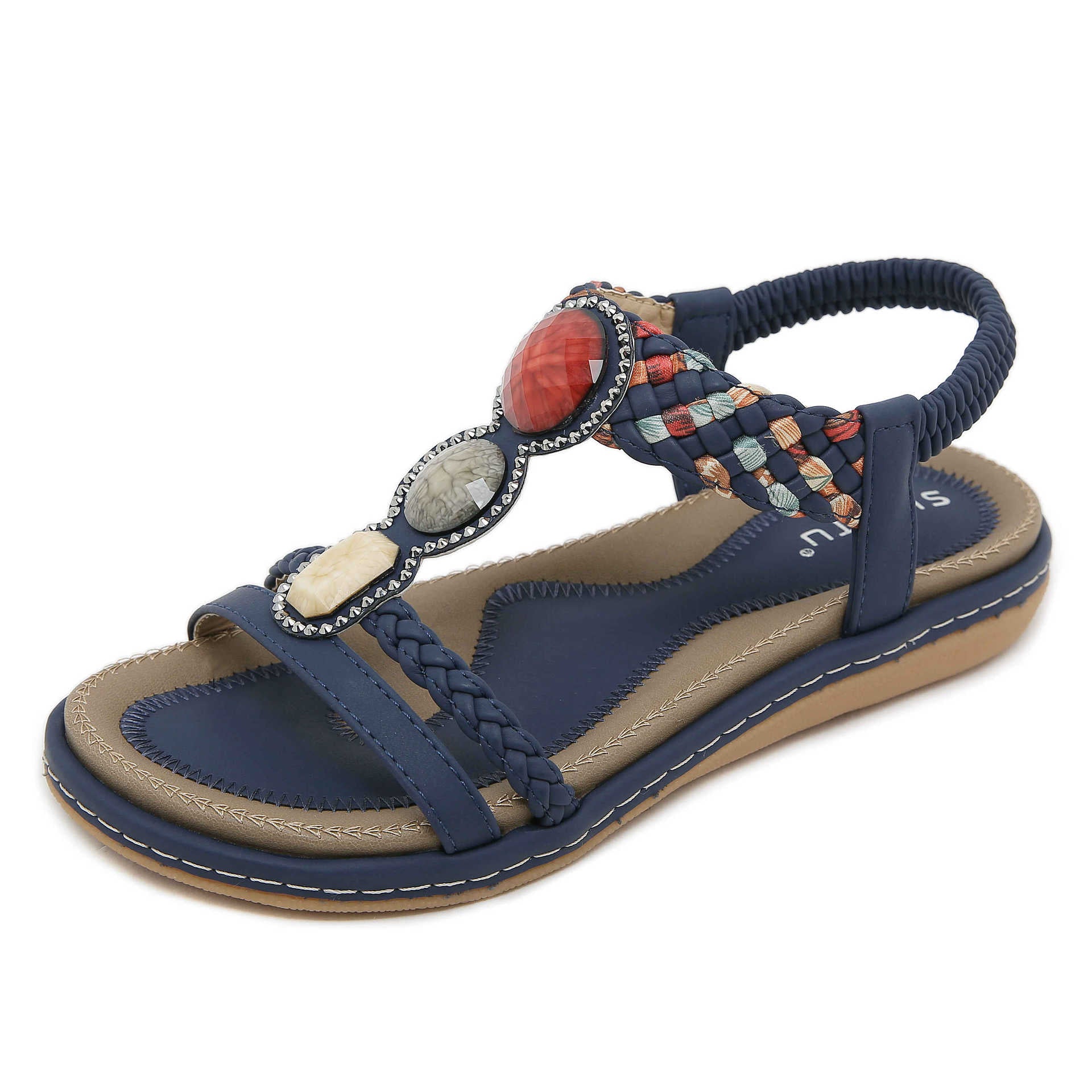 G923-1 Soft Bottom Women's All-Match Fashionable Elastic Band Lightweight Sandals | Flat Sandals