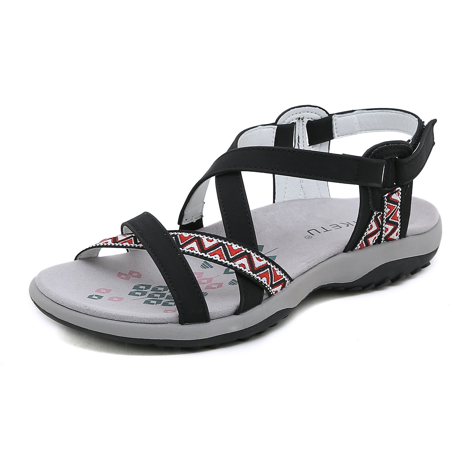 K6357-1 Bohemian Casual Style Comfortable and Non-Slip Printed Shoes | Flat Sandals