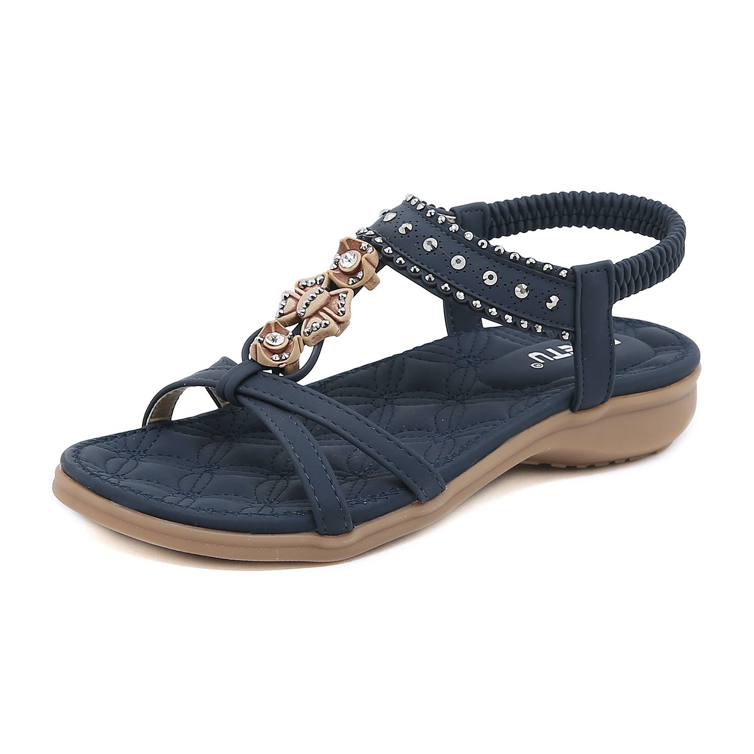 Ethnic Style Bohemian Women's Sandals Vintage Rhinestone Comfortable Women's Shoes | Flat Sandals