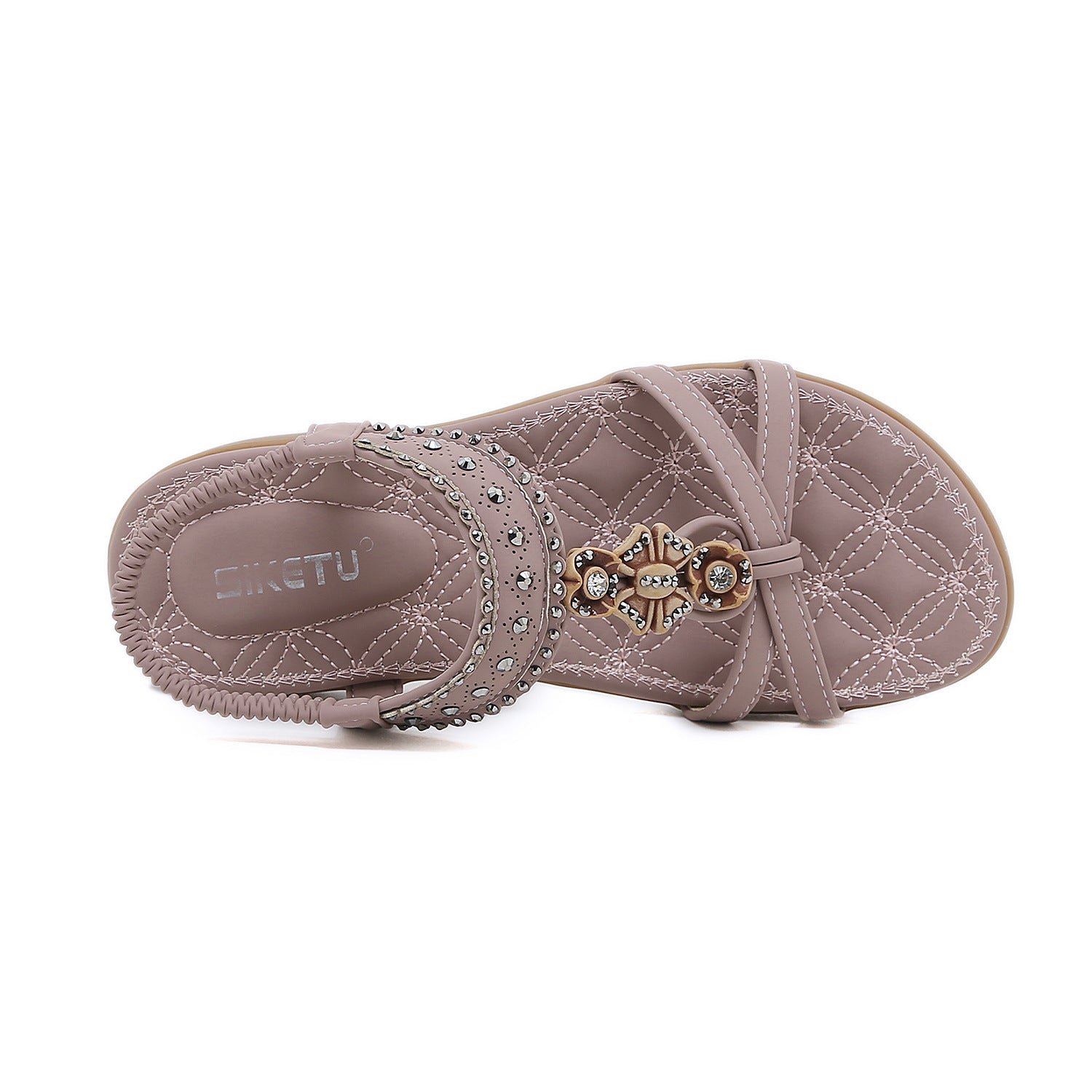 Ethnic Style Bohemian Women's Sandals Vintage Rhinestone Comfortable Women's Shoes | Flat Sandals