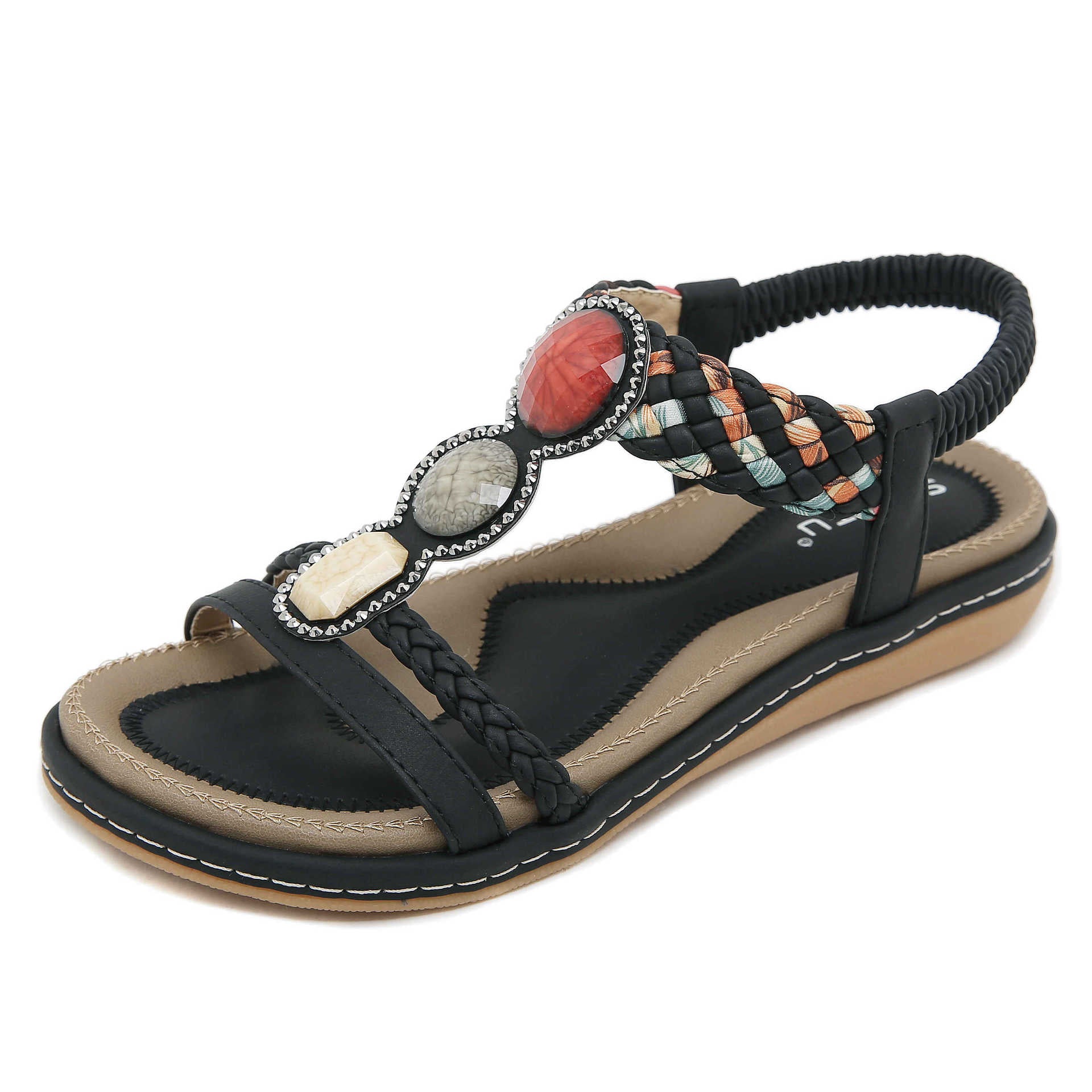 G923-1 Soft Bottom Women's All-Match Fashionable Elastic Band Lightweight Sandals | Flat Sandals