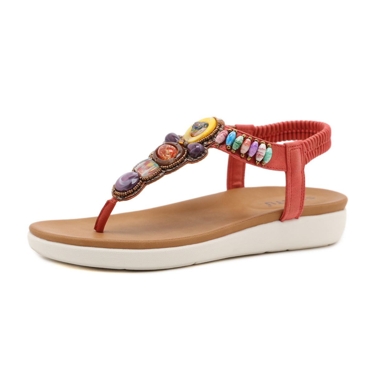 Ethnic Style Women's Sandals Bohemian Beach Beaded Md Outsole Retro plus Size | Flat Sandals