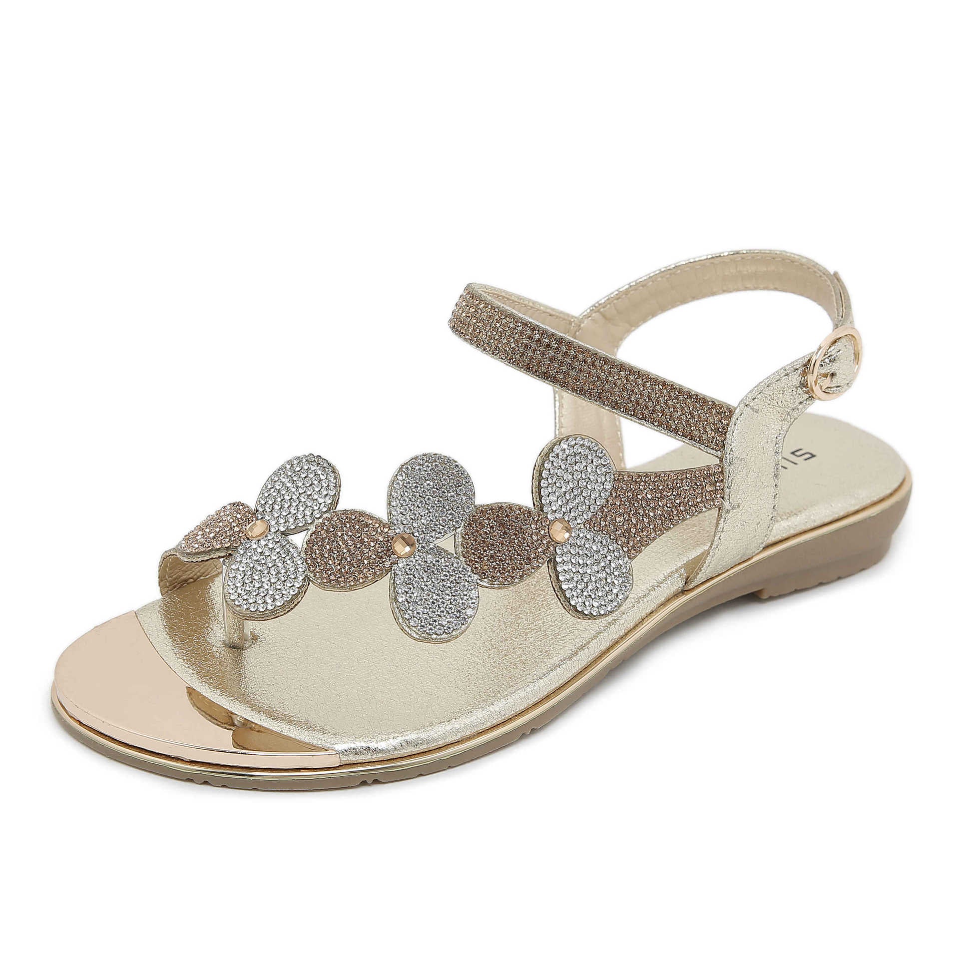 BY2006-3 Rhinestone Sandals Women's Comfortable Versatile Shoes | Flat Sandals