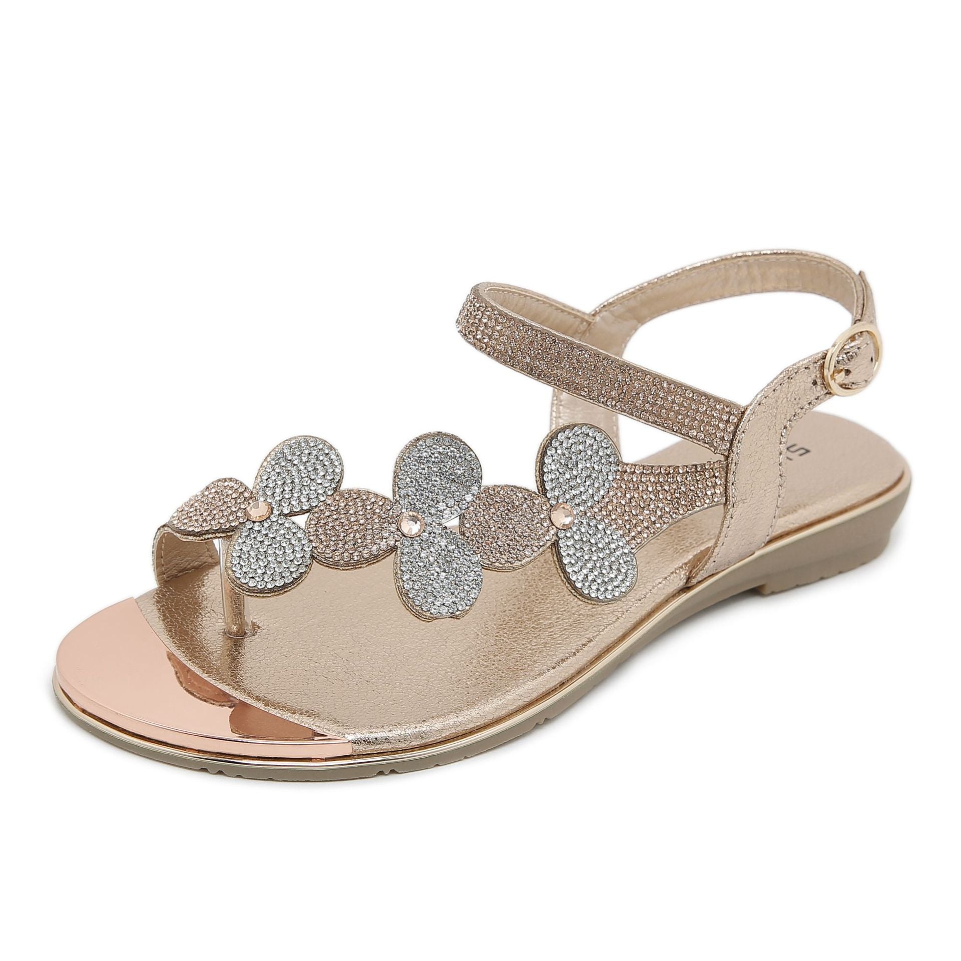 BY2006-3 Rhinestone Sandals Women's Comfortable Versatile Shoes | Flat Sandals
