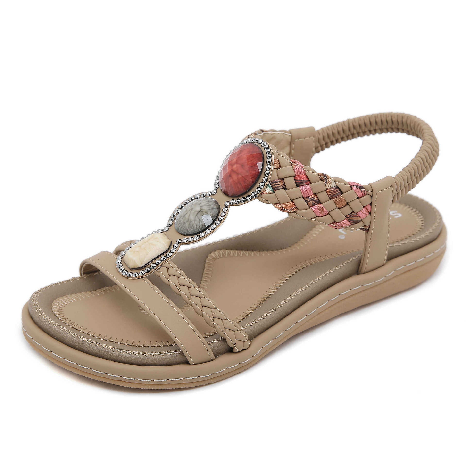 G923-1 Soft Bottom Women's All-Match Fashionable Elastic Band Lightweight Sandals | Flat Sandals