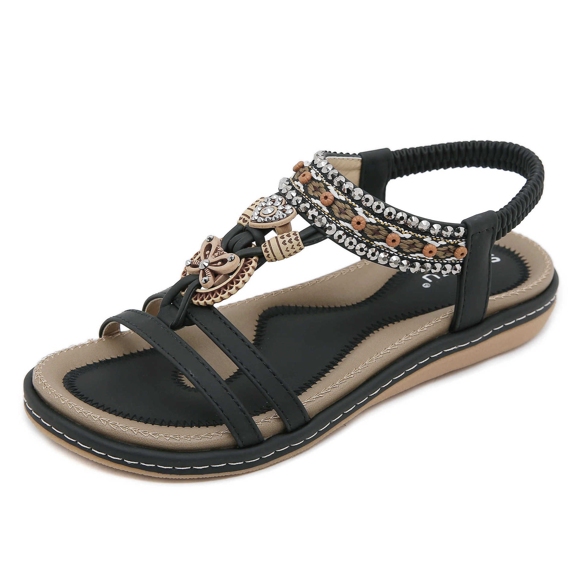 G923-3 Lightweight and Comfortable Women's Elastic Band All-Match Fashion Trendy Sandals | Flat Sandals