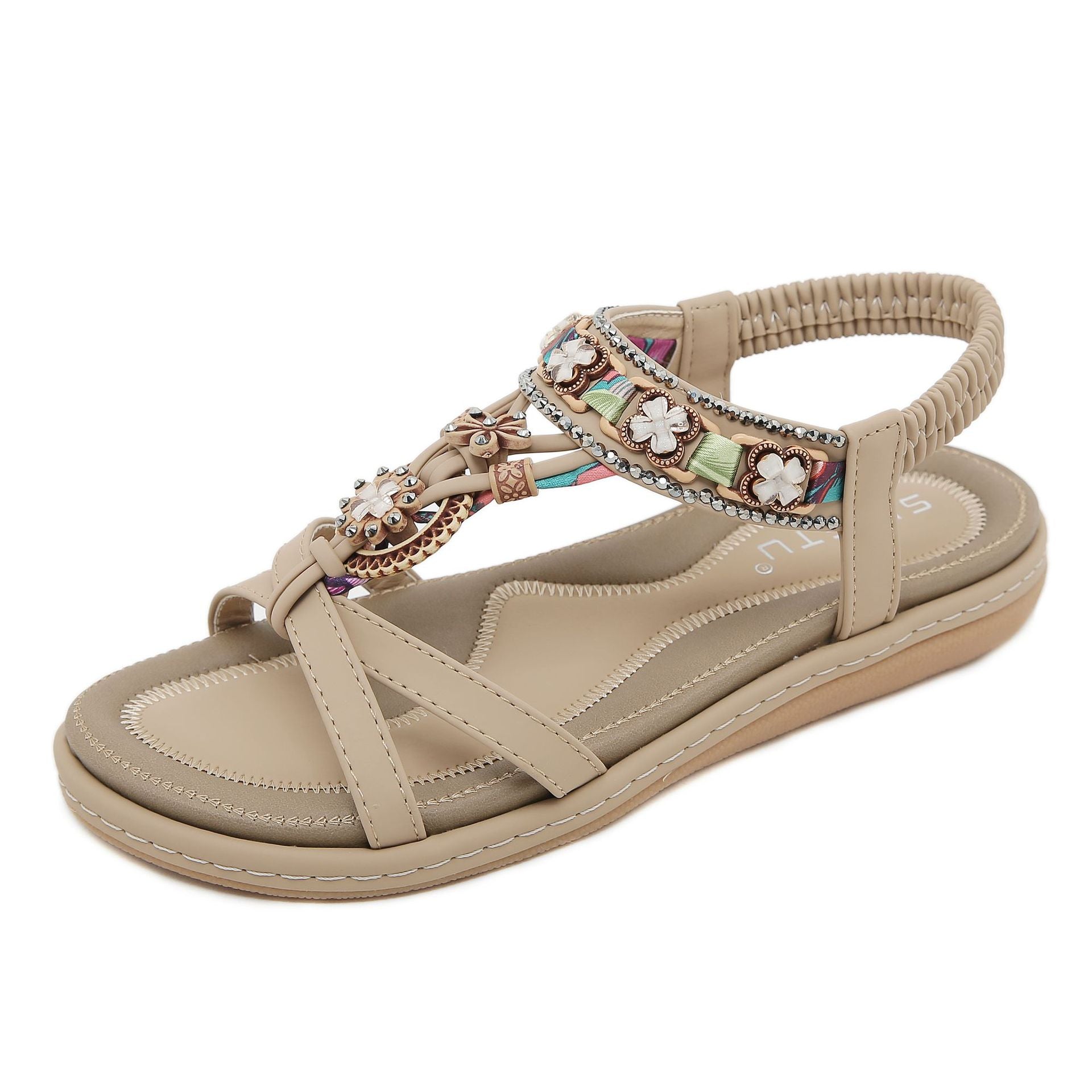 W676-1 Flowers Comfort and Casual Seaside Beach Women | Flat Sandals