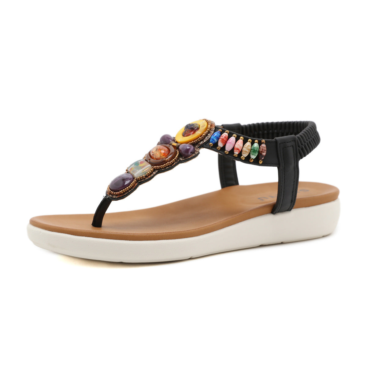 Ethnic Style Women's Sandals Bohemian Beach Beaded Md Outsole Retro plus Size | Flat Sandals