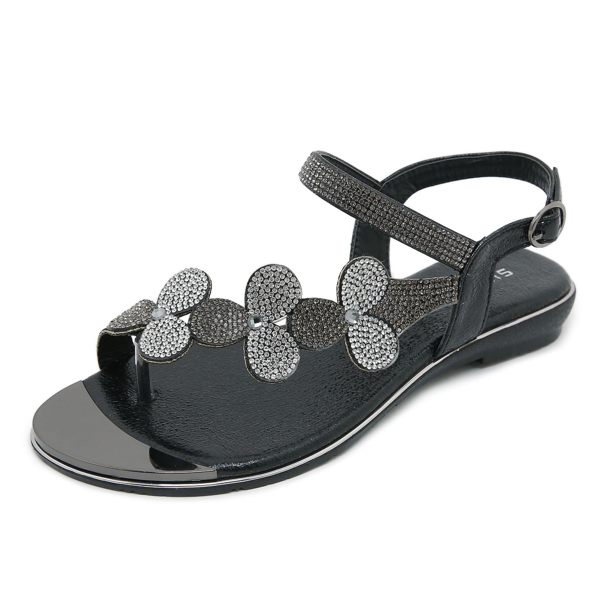 BY2006-3 Rhinestone Sandals Women's Comfortable Versatile Shoes | Flat Sandals