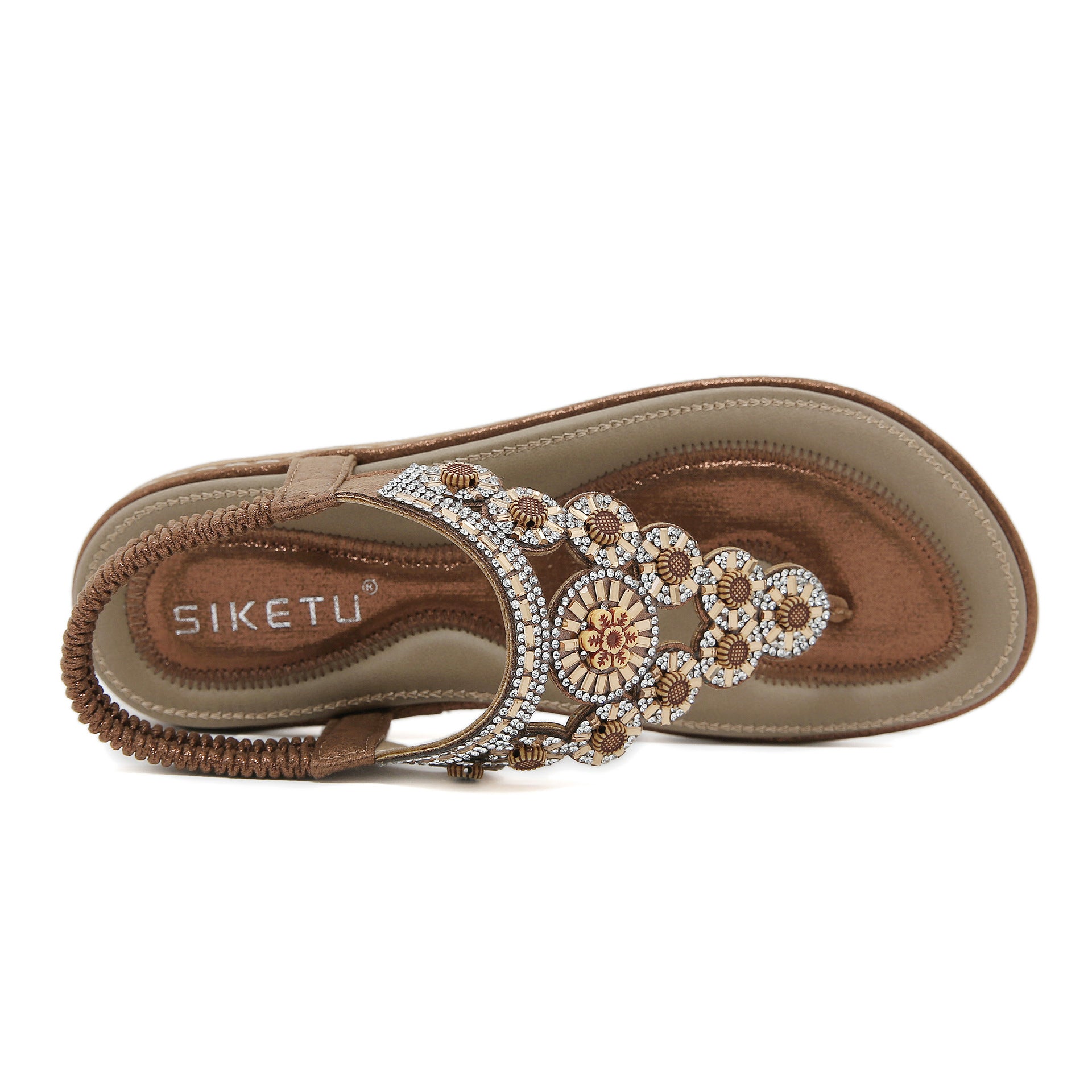 Women's W676-7 Flip-Flops Rhinestone Comfortable Sandals | Flat Sandals