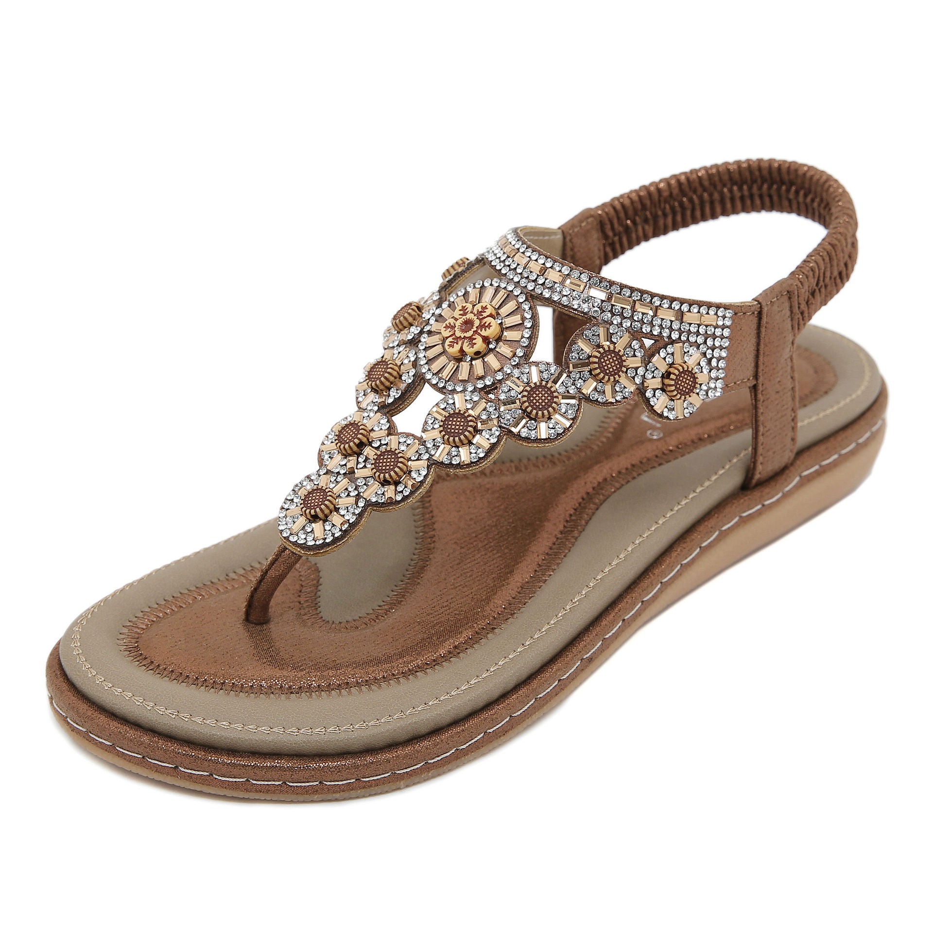 Women's W676-7 Flip-Flops Rhinestone Comfortable Sandals | Flat Sandals