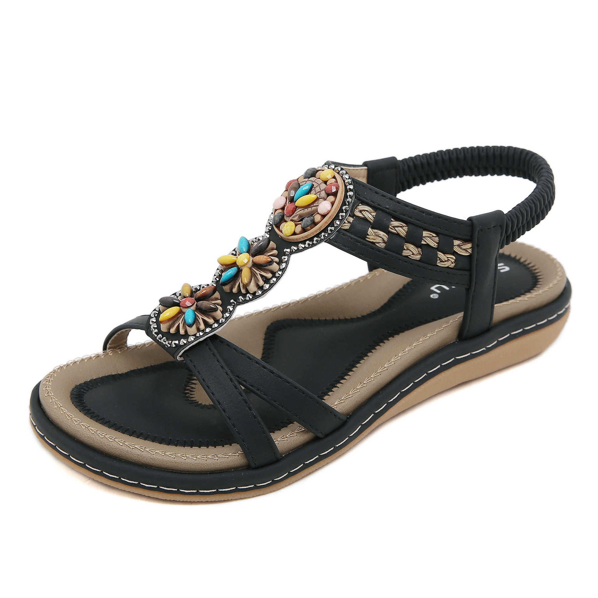G923-2 All-Match Fashion Trendy Women's Elastic Band Lightweight Comfortable Sandals | Flat Sandals