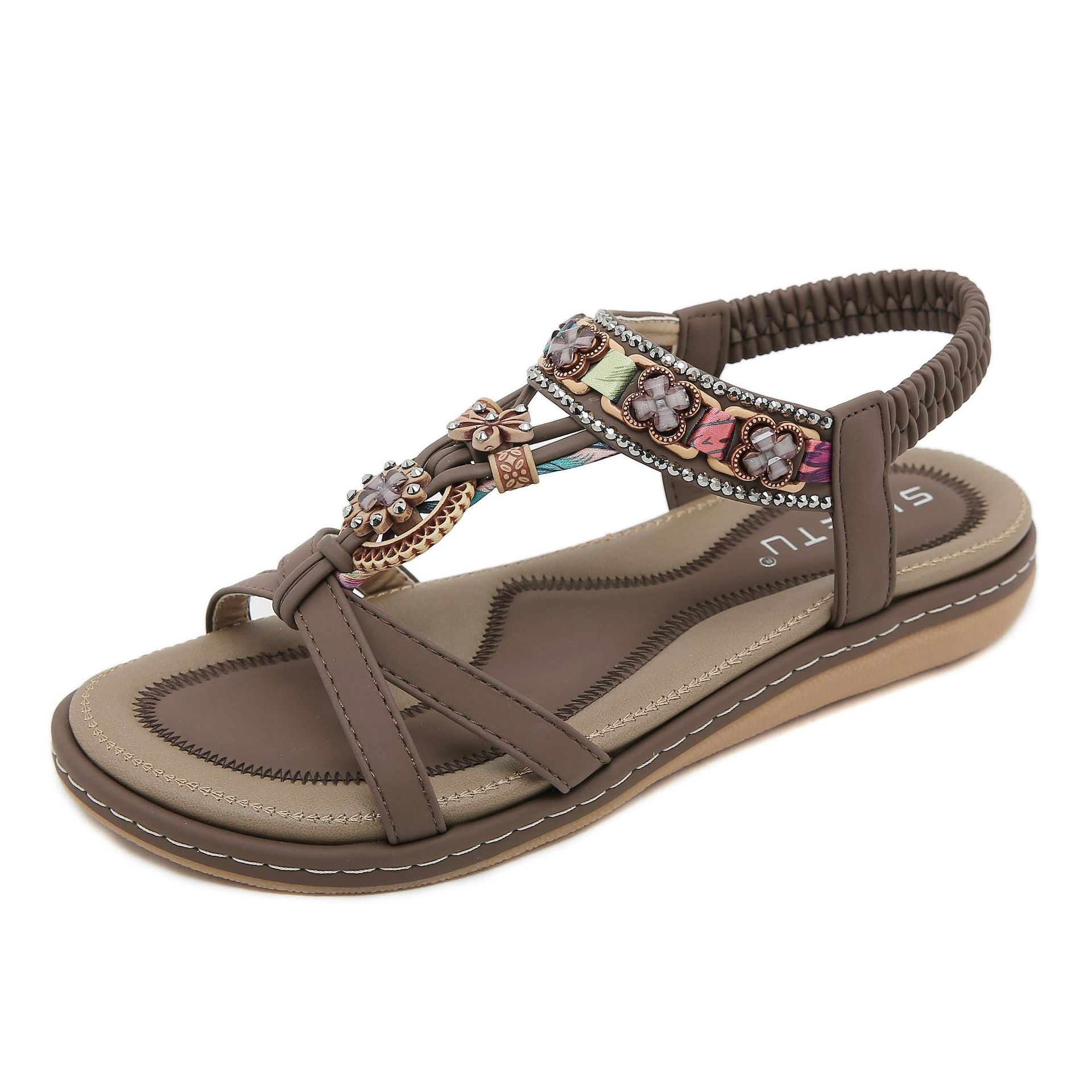 W676-1 Flowers Comfort and Casual Seaside Beach Women | Flat Sandals