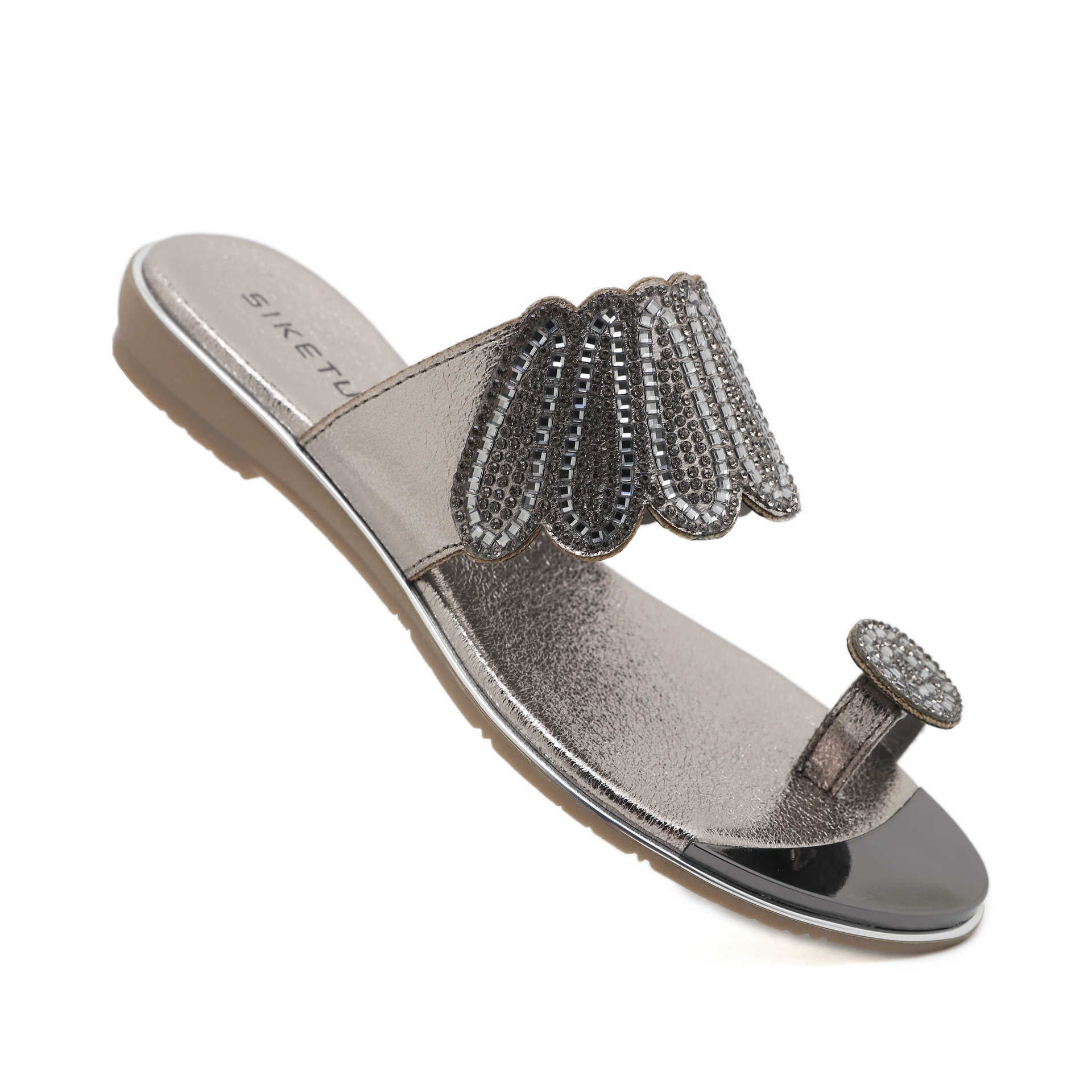 BY2006-4 Rhinestone Flip-Flops Comfortable All-Match Beach Sandals for Women | Flat Sandals