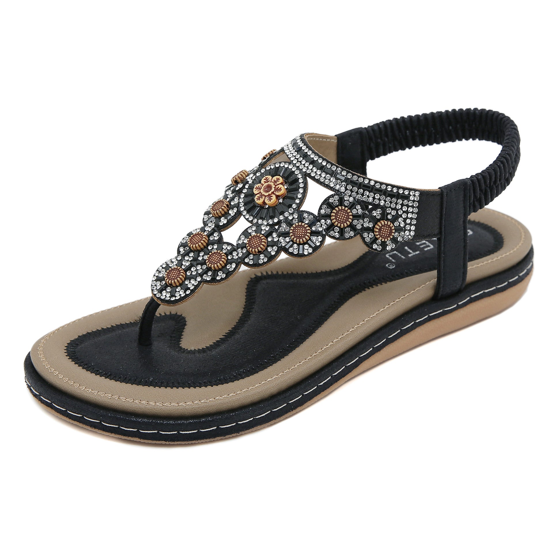 Women's W676-7 Flip-Flops Rhinestone Comfortable Sandals | Flat Sandals