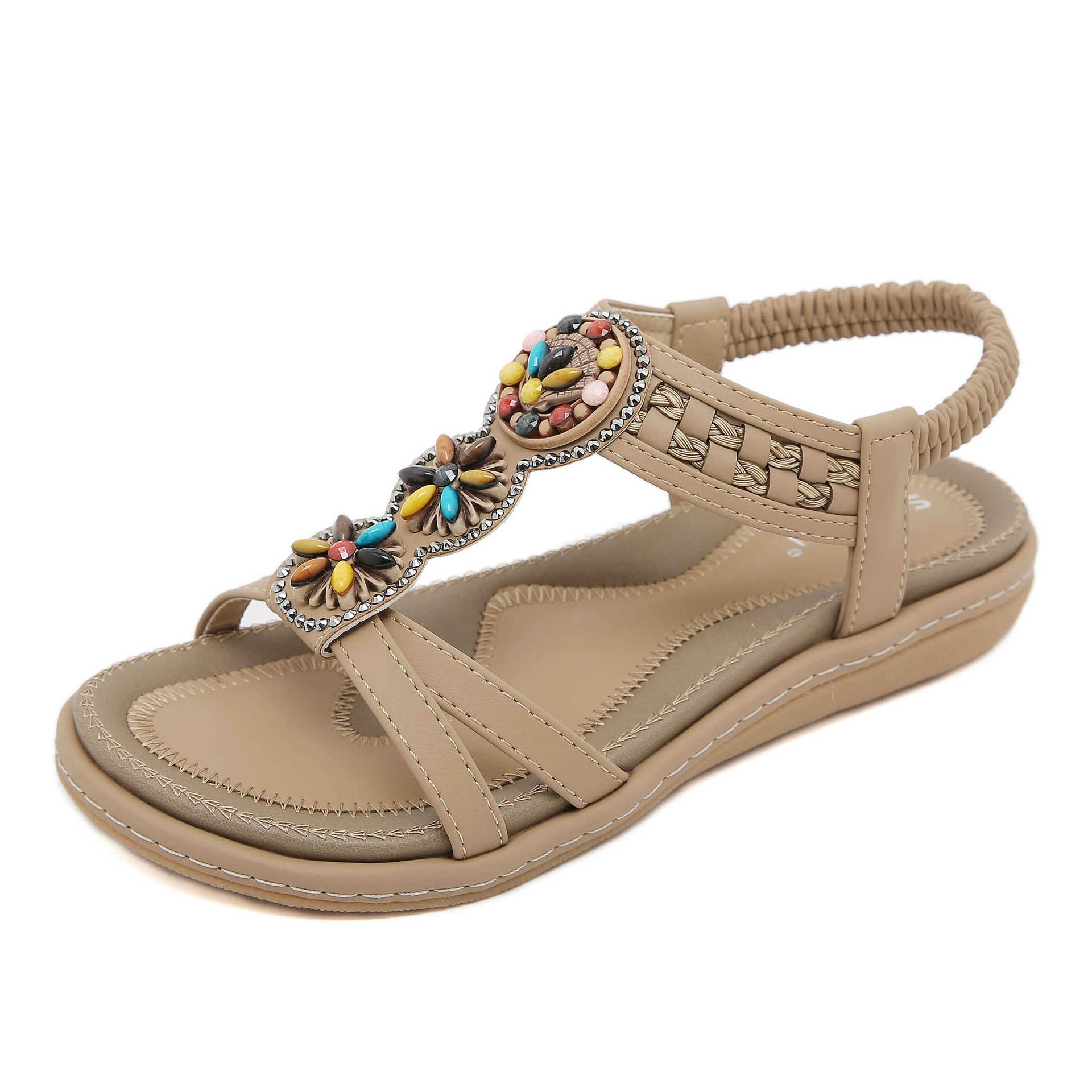 G923-2 All-Match Fashion Trendy Women's Elastic Band Lightweight Comfortable Sandals | Flat Sandals