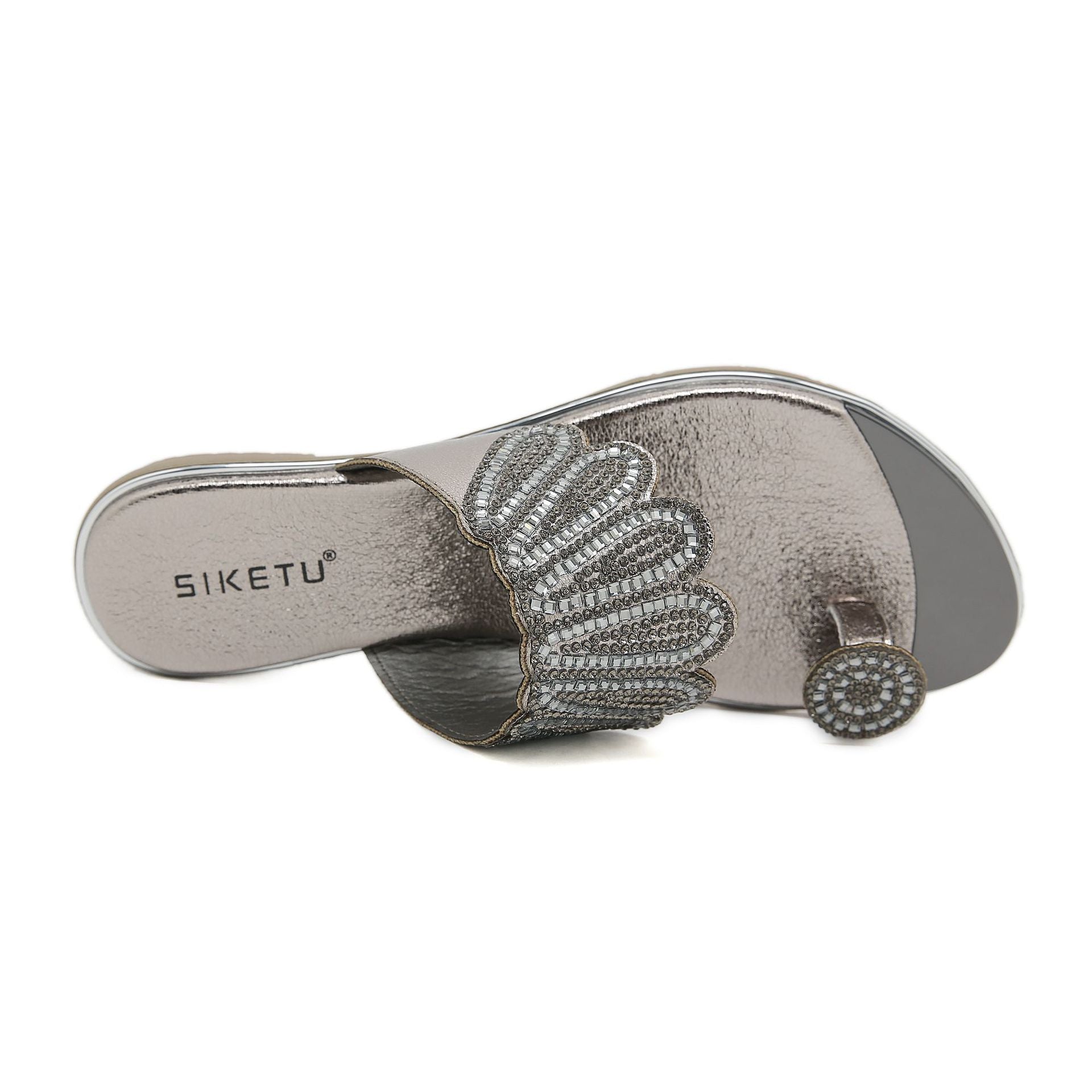 BY2006-4 Rhinestone Flip-Flops Comfortable All-Match Beach Sandals for Women | Flat Sandals