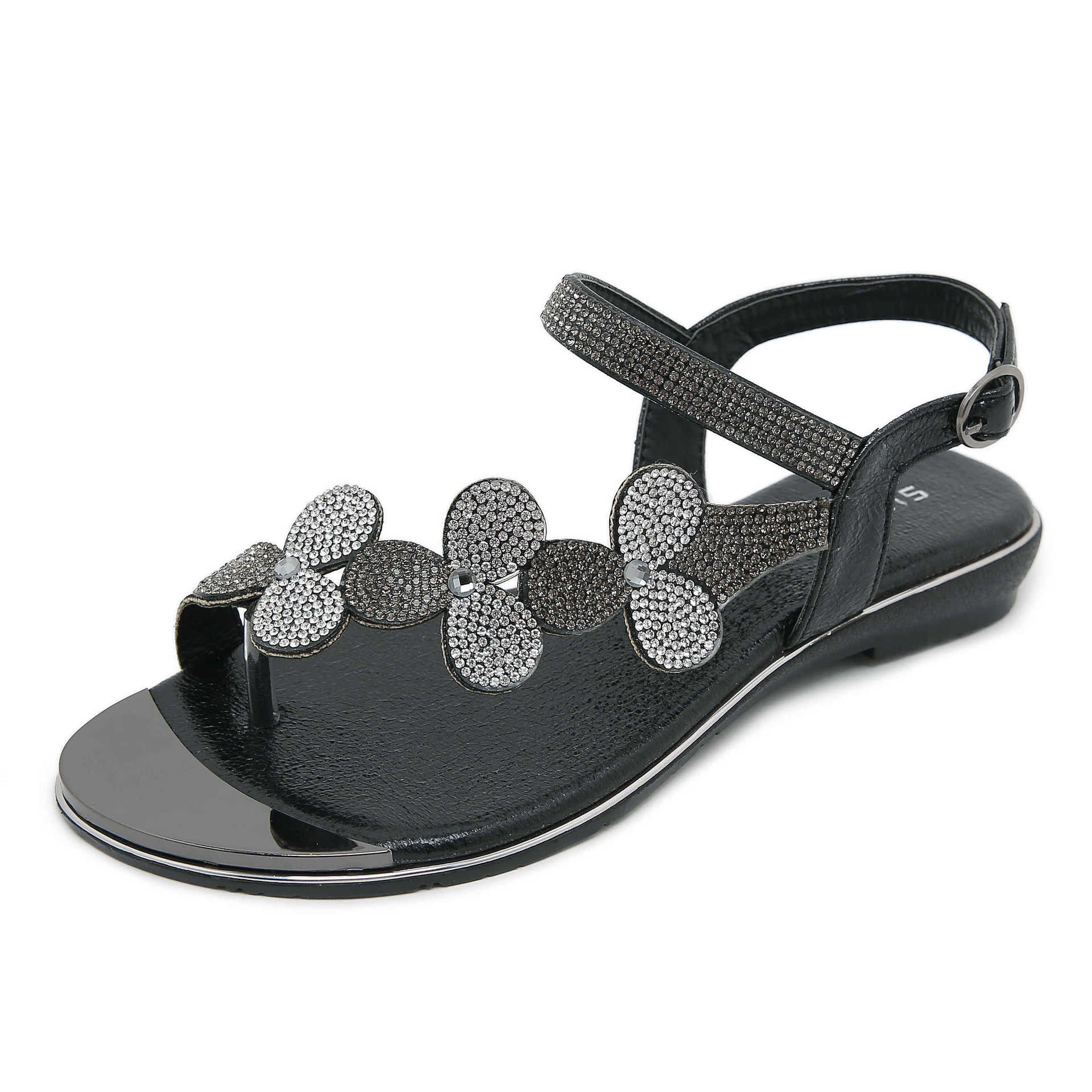 BY2006-3 Rhinestone Sandals Women's Comfortable Versatile Shoes | Flat Sandals