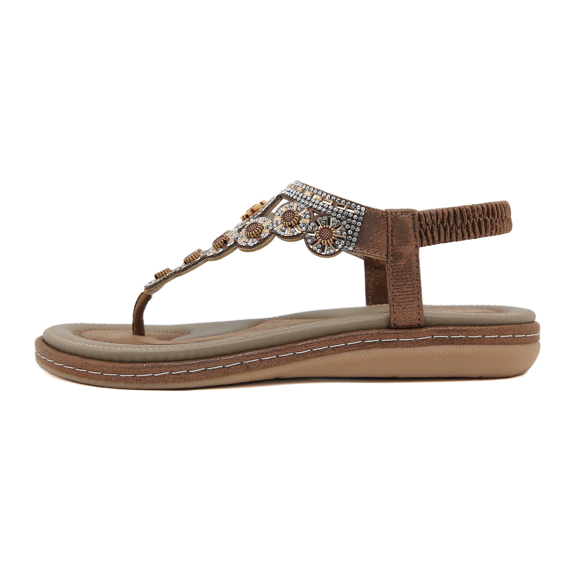 Women's W676-7 Flip-Flops Rhinestone Comfortable Sandals | Flat Sandals