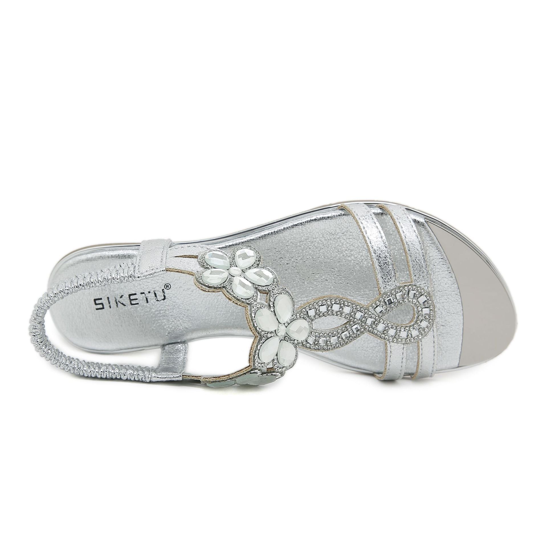 BY2006-6 Rhinestone Sandals Women's Comfortable Versatile Shoes | Flat Sandals
