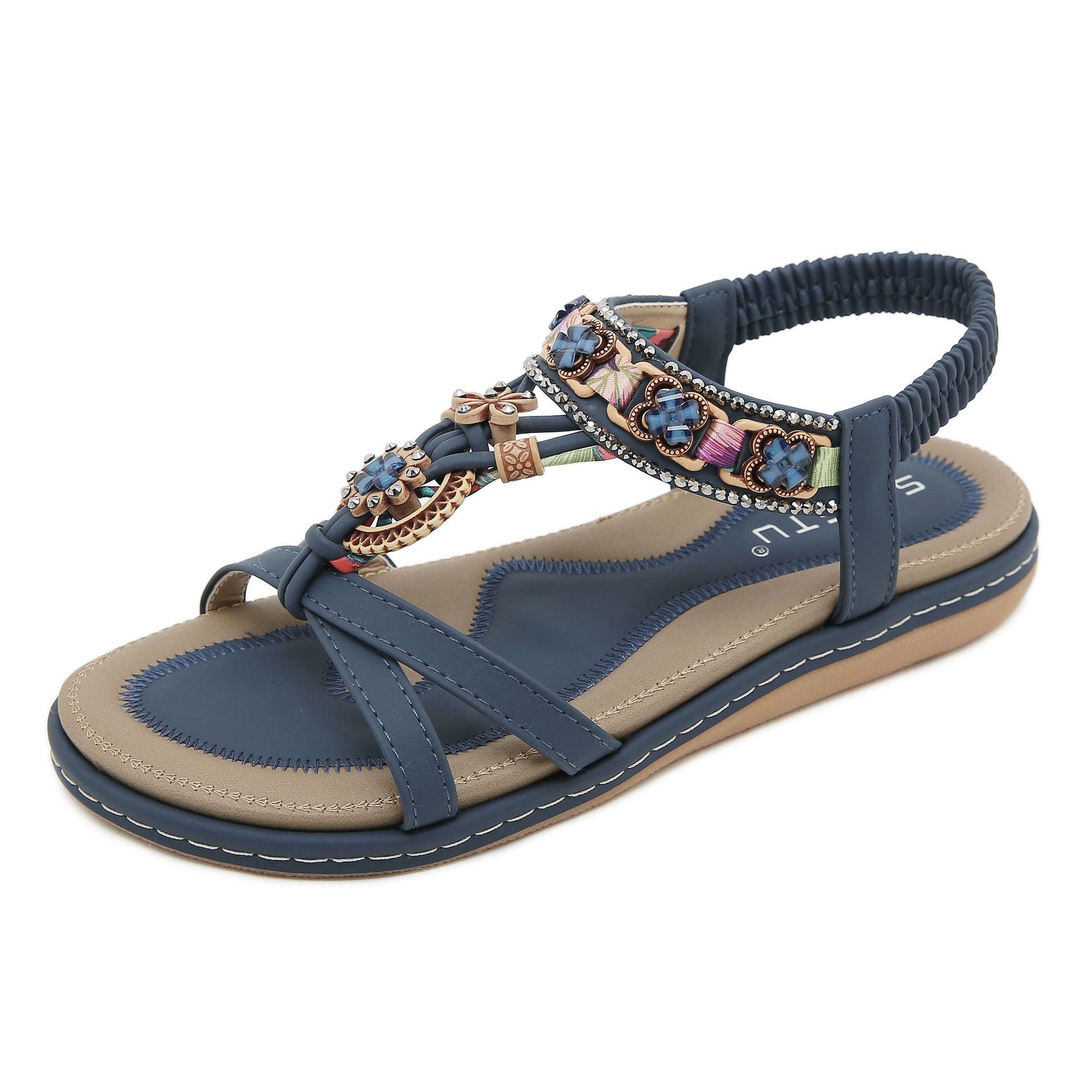 W676-1 Flowers Comfort and Casual Seaside Beach Women | Flat Sandals