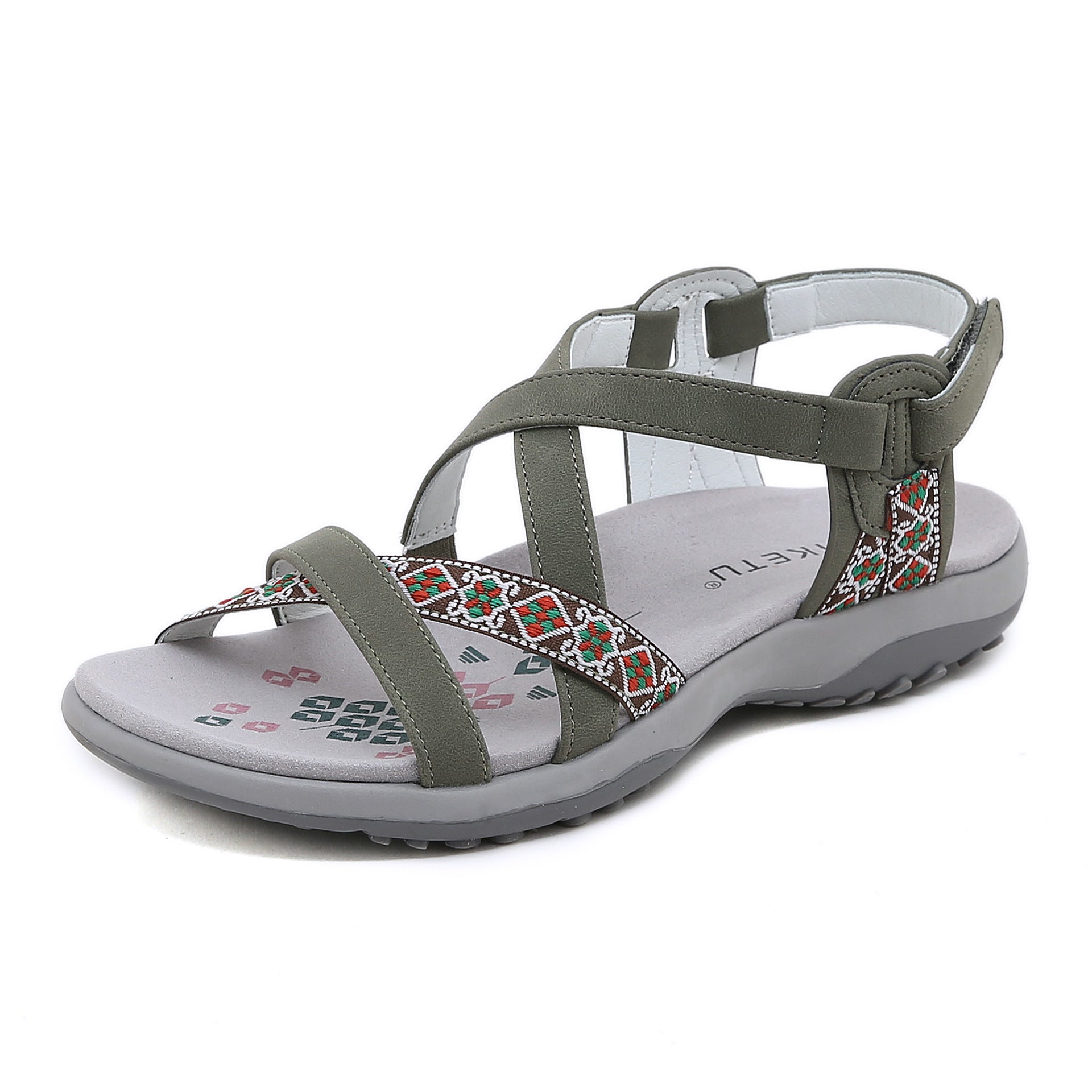 K6357-1 Bohemian Casual Style Comfortable and Non-Slip Printed Shoes | Flat Sandals