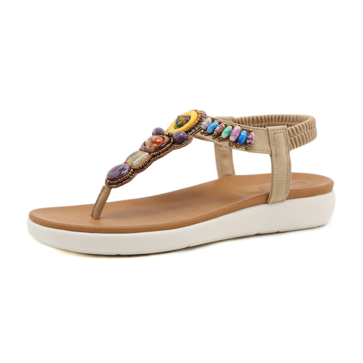 Ethnic Style Women's Sandals Bohemian Beach Beaded Md Outsole Retro plus Size | Flat Sandals