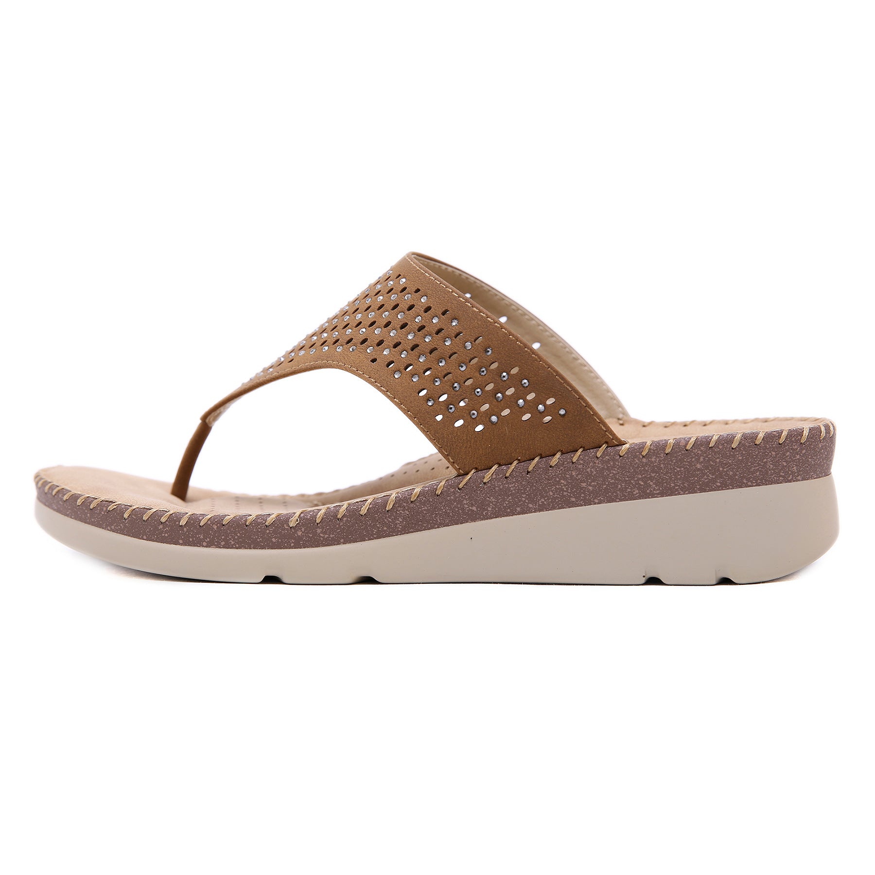 Slippers Wedge Rhinestone Laser Flip Flops plus Size Sandals