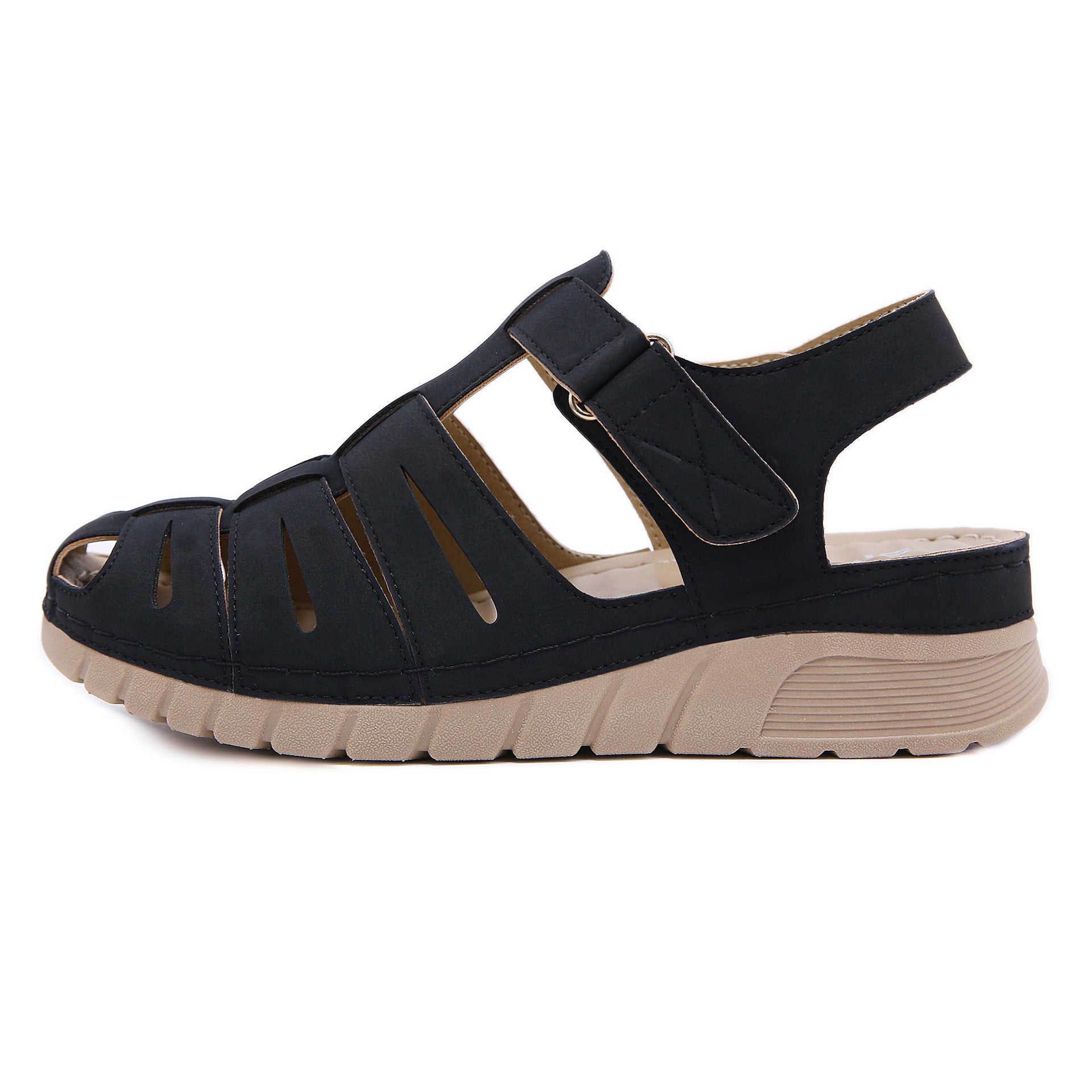 Retro Sandals Women's Outsole Light Free-Rider Line Non-Slip Wedge Closed Toe Shoes