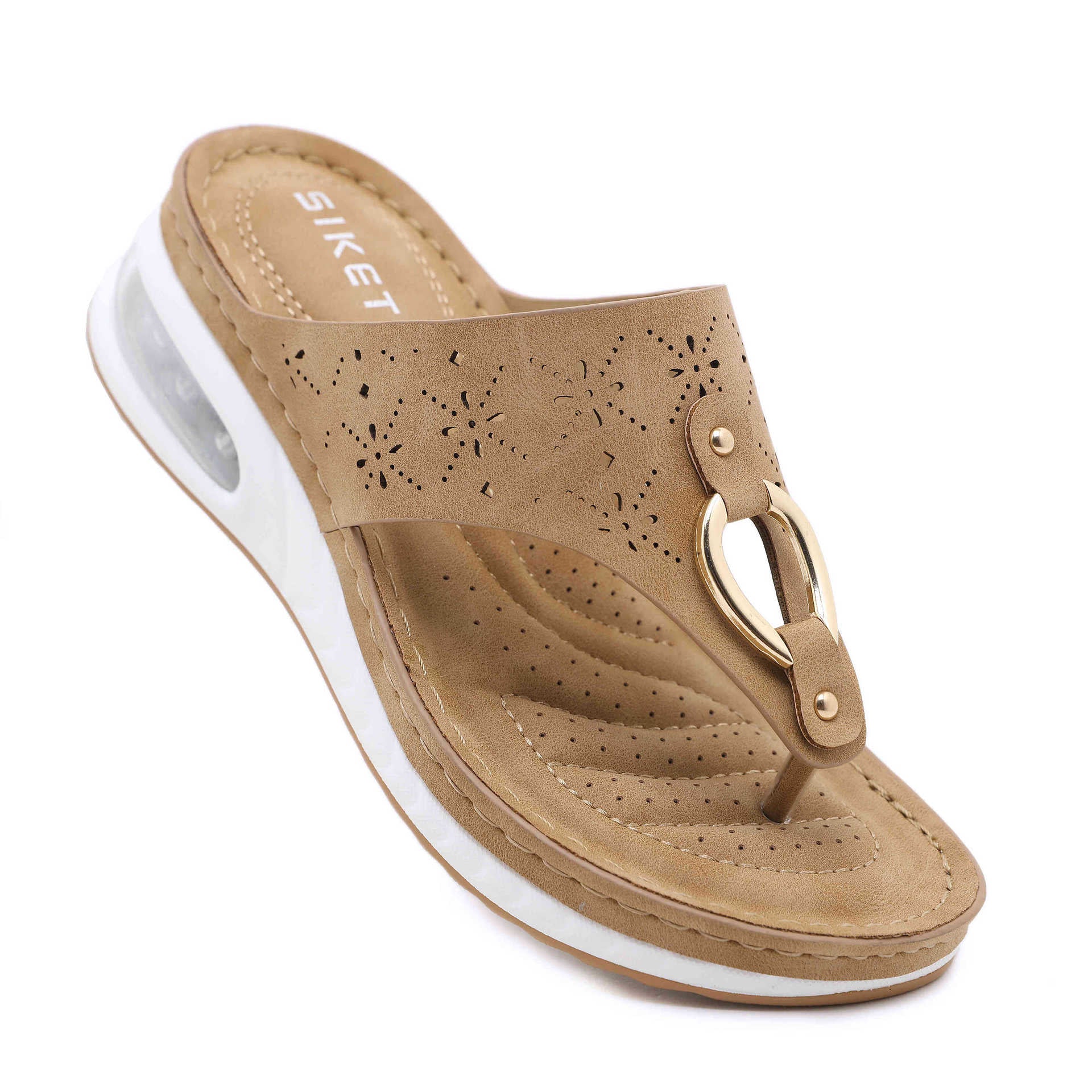 C321-4 Hollow-out Retro All-Match Flip-Flops Comfortable Lightweight Casual Sandals for Women