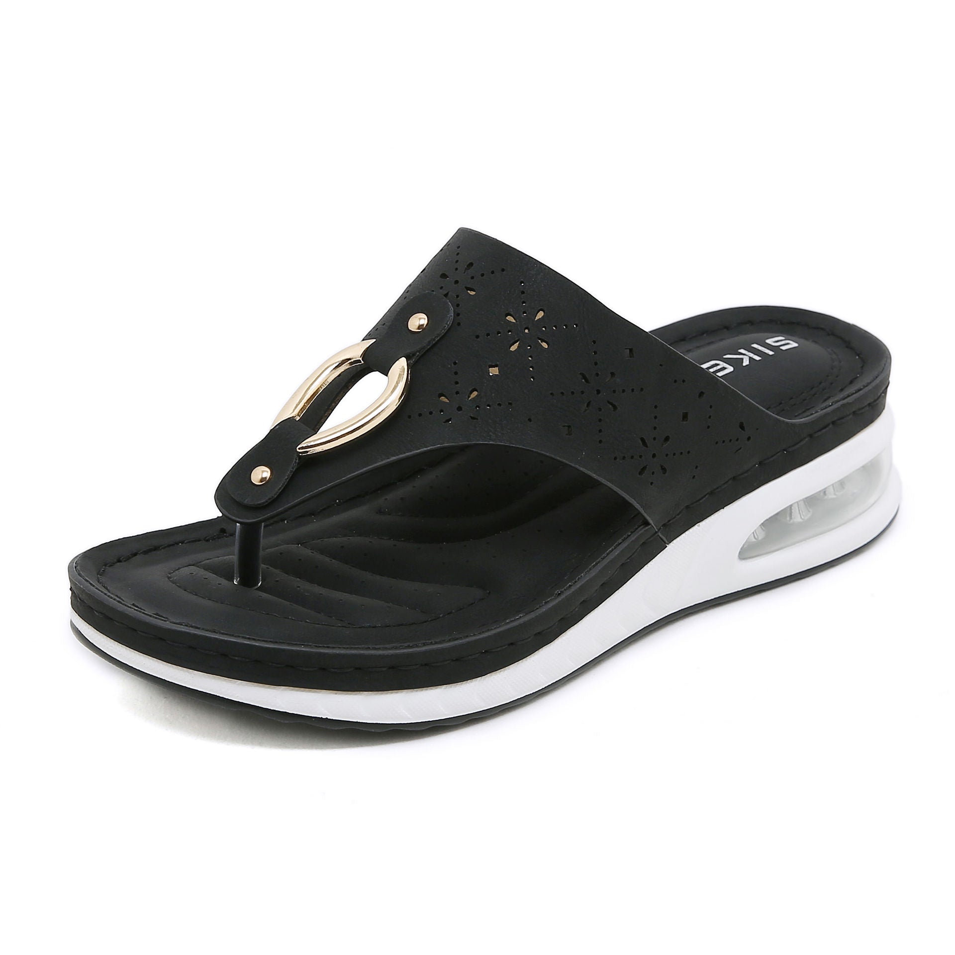 C321-4 Hollow-out Retro All-Match Flip-Flops Comfortable Lightweight Casual Sandals for Women