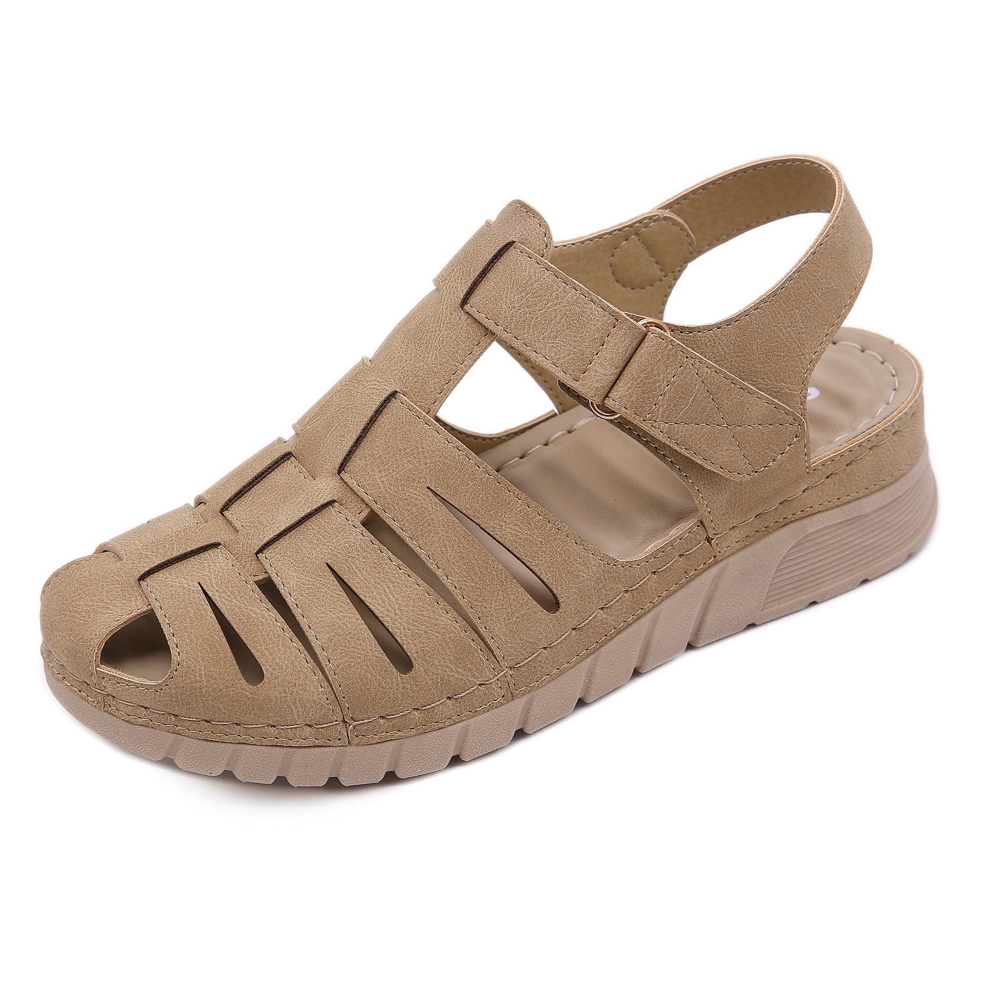 Retro Sandals Women's Outsole Light Free-Rider Line Non-Slip Wedge Closed Toe Shoes