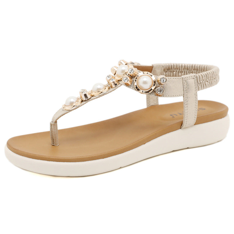 Trendy Wild Bohemian Style Flip-Flops Elastic Band Lightweight Comfortable Women's Shoes