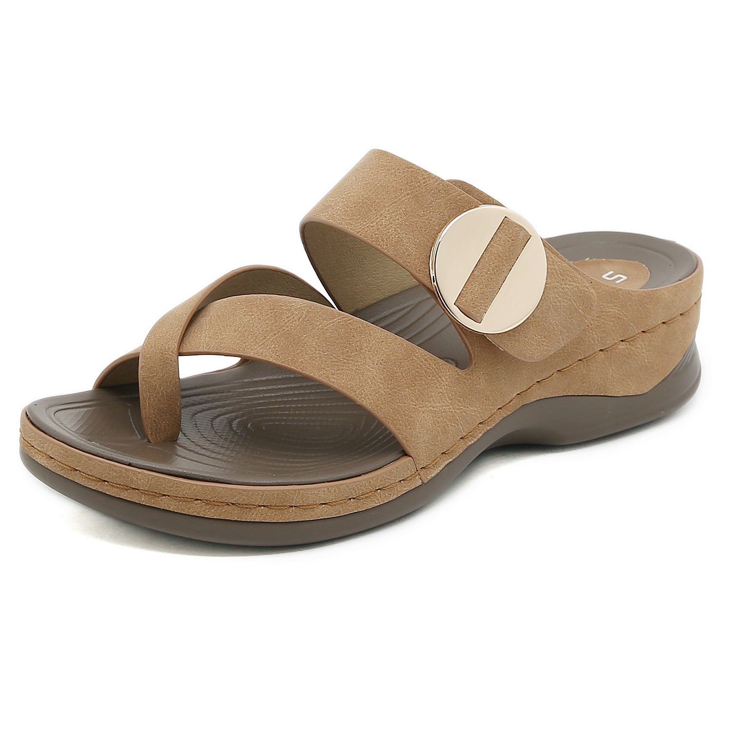 605-7 Women's Shoes Stitching Casual Wedge Metal Large Size Slippers Women