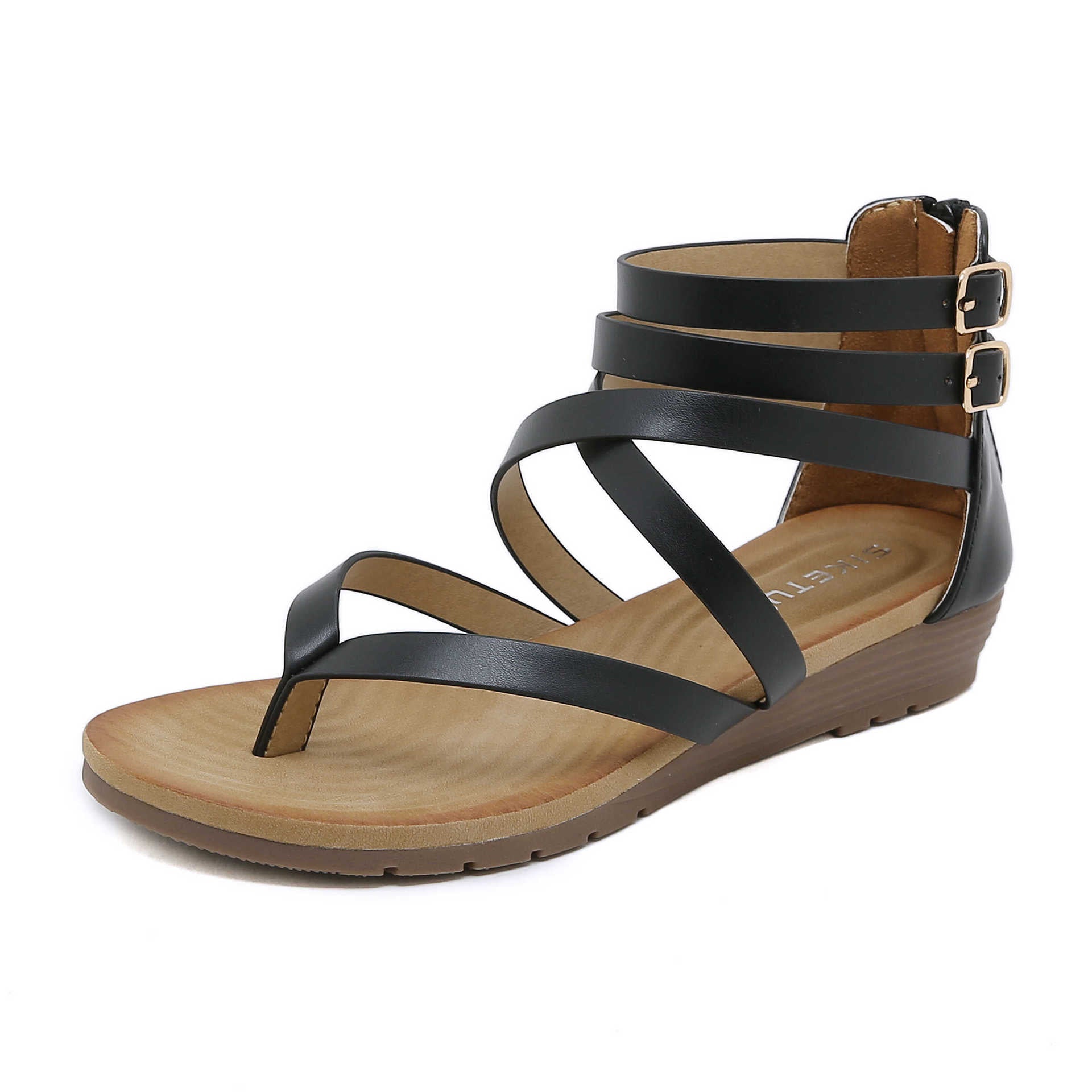 G8150-3 plus Size Fashion Zipper Roman Sandals