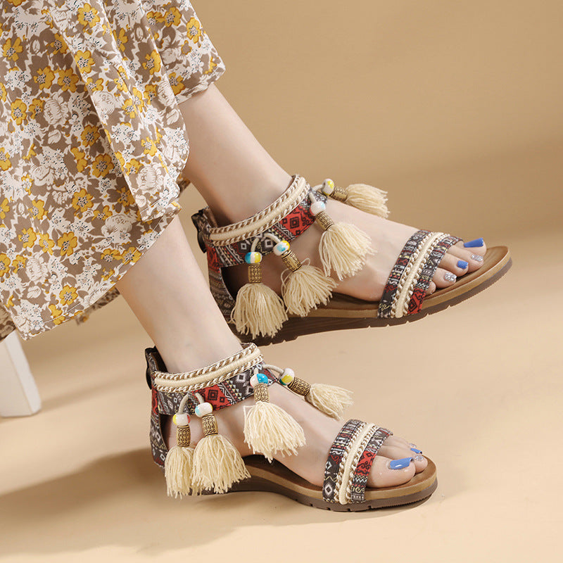 G8150-4 Fashion Casual Wedge Beach Outdoor Slippers Women's Roman Shoes