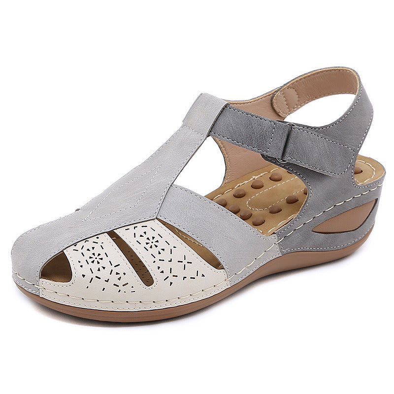 801-2 Sandals Women's Color Matching Stitching Mother Shoes plus Size Sandals Wedge-Heel Slippers