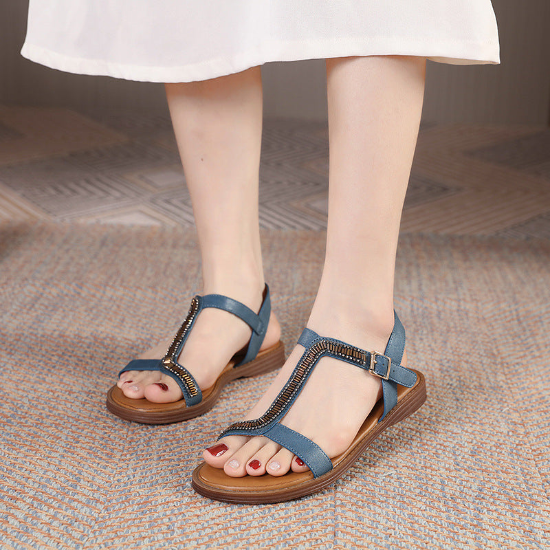 Alm3259-600 Match Stylish Women's Sandals Pinch Elastic Band Comfortable Slippers