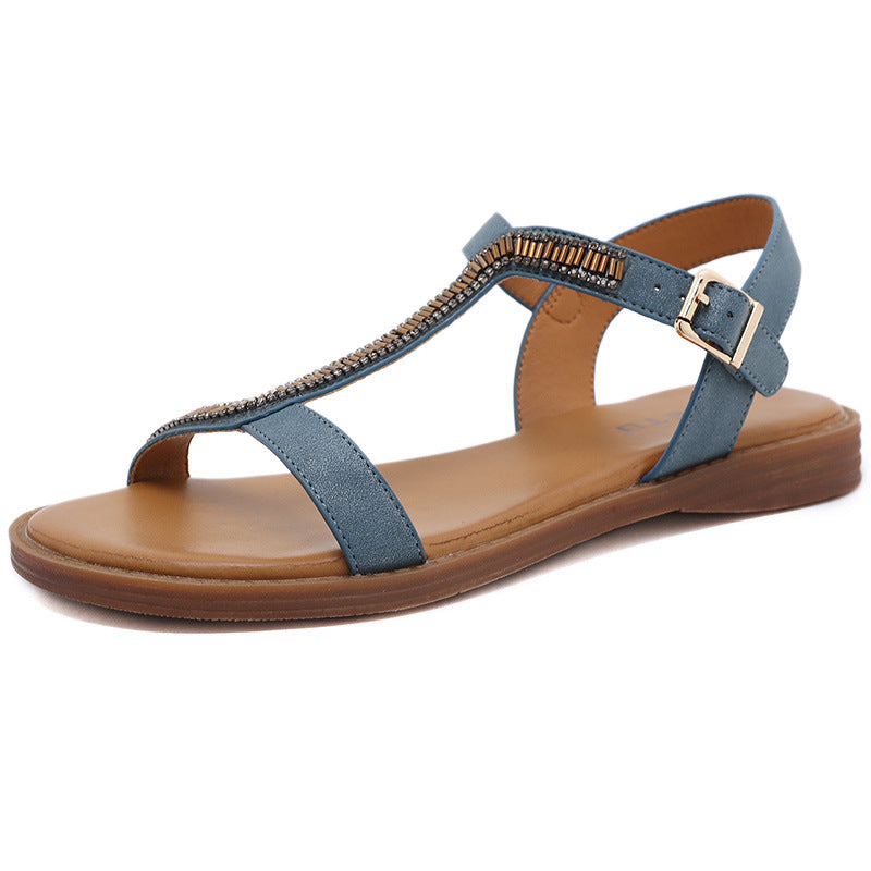 Alm3259-600 Match Stylish Women's Sandals Pinch Elastic Band Comfortable Slippers