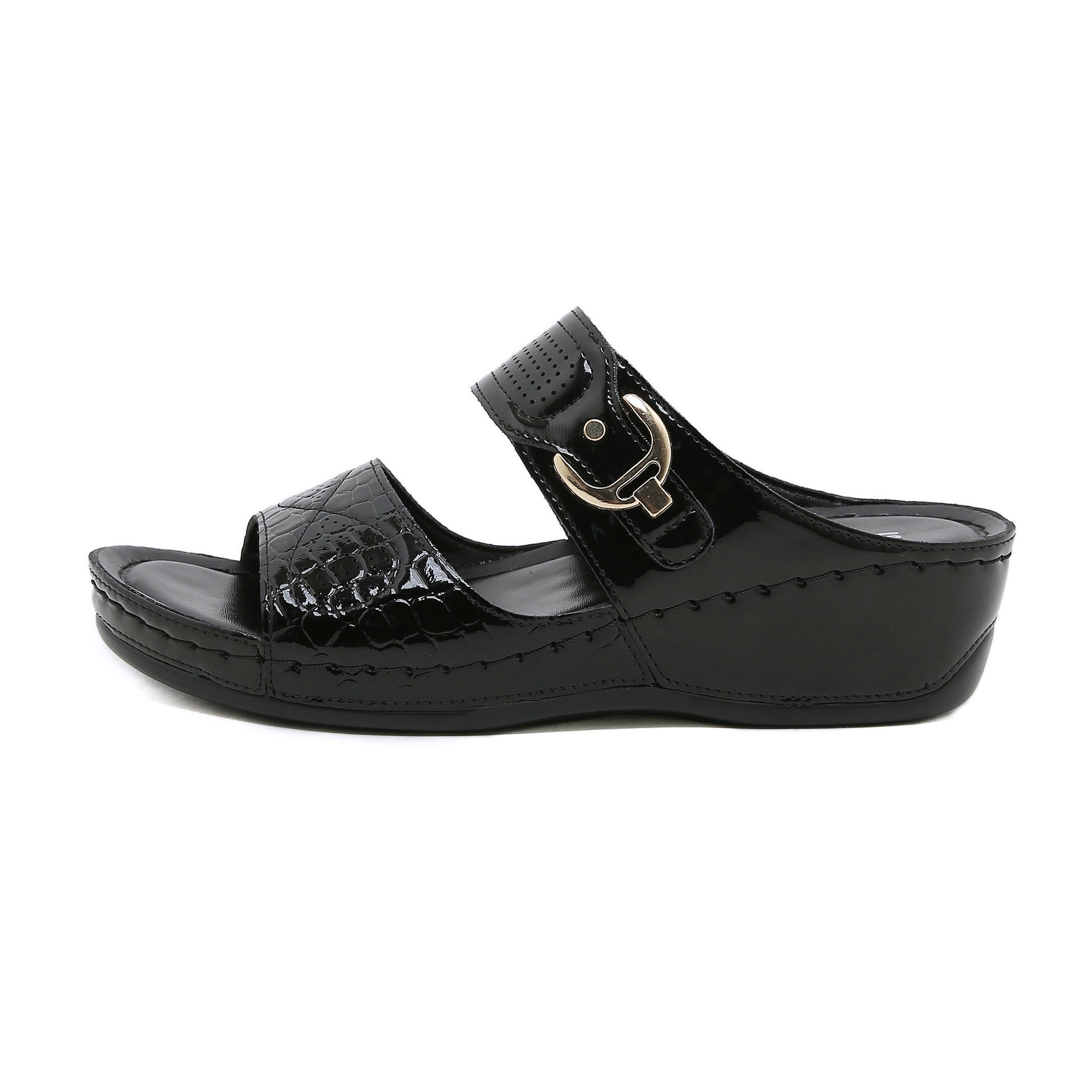 Non-Slip Bottom Women's Shoes Stitching Wedge Ethnic Flower plus Size Slippers Women