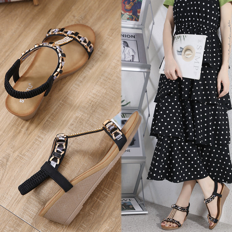 3217-3 Fashion Wedge Open Toe Non-Slip Wedge Commuter Sandals for Women