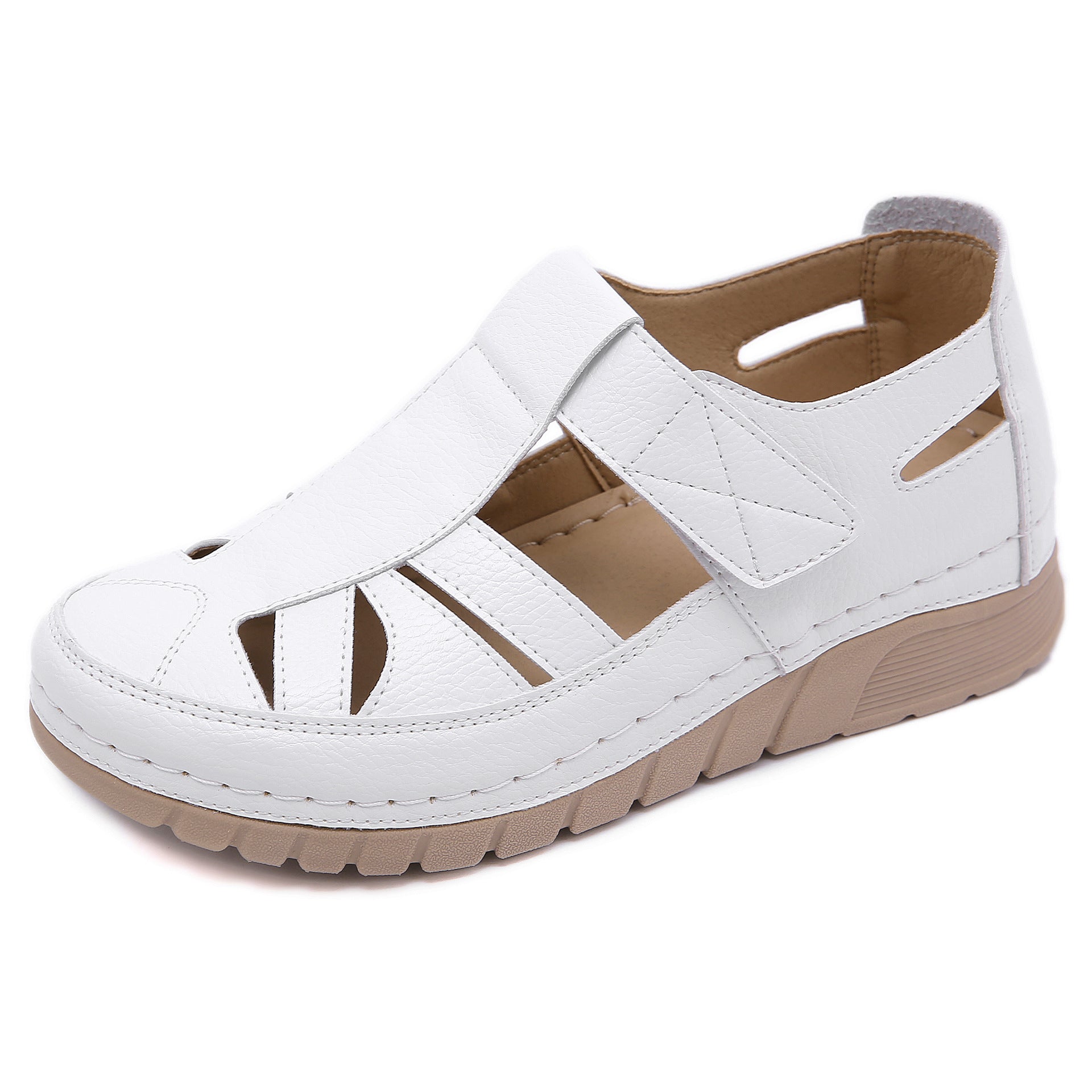 Autumn Single-Layer Shoes Wedge Stitching Light Hollow-out Mom Shoes Large Size