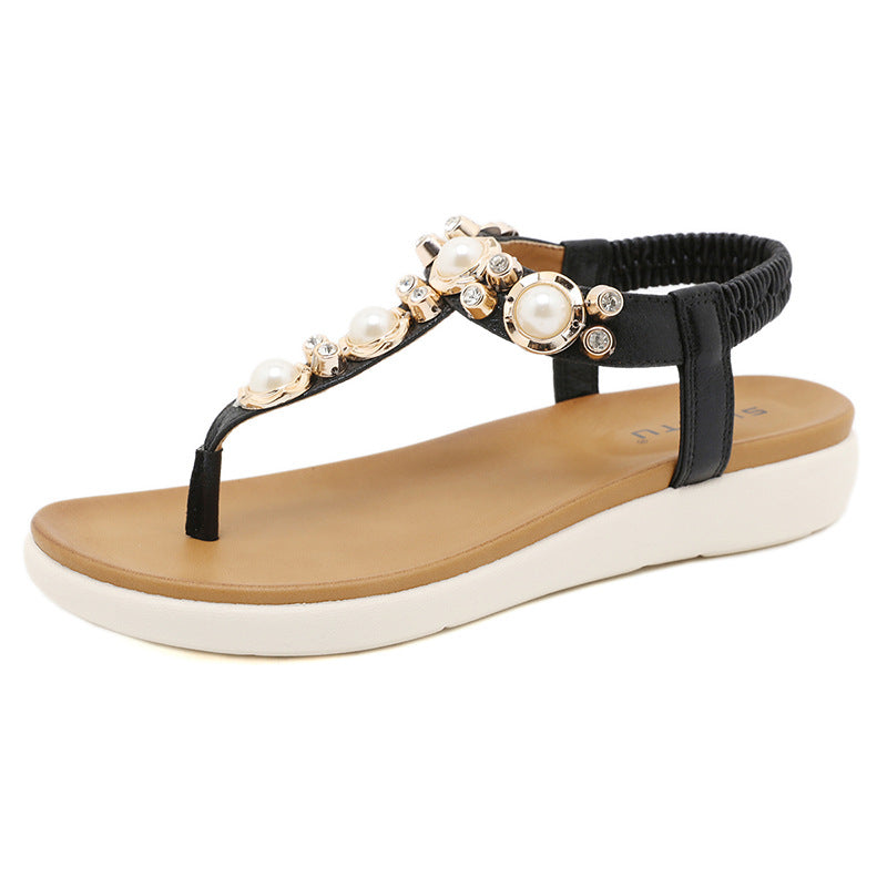 Trendy Wild Bohemian Style Flip-Flops Elastic Band Lightweight Comfortable Women's Shoes