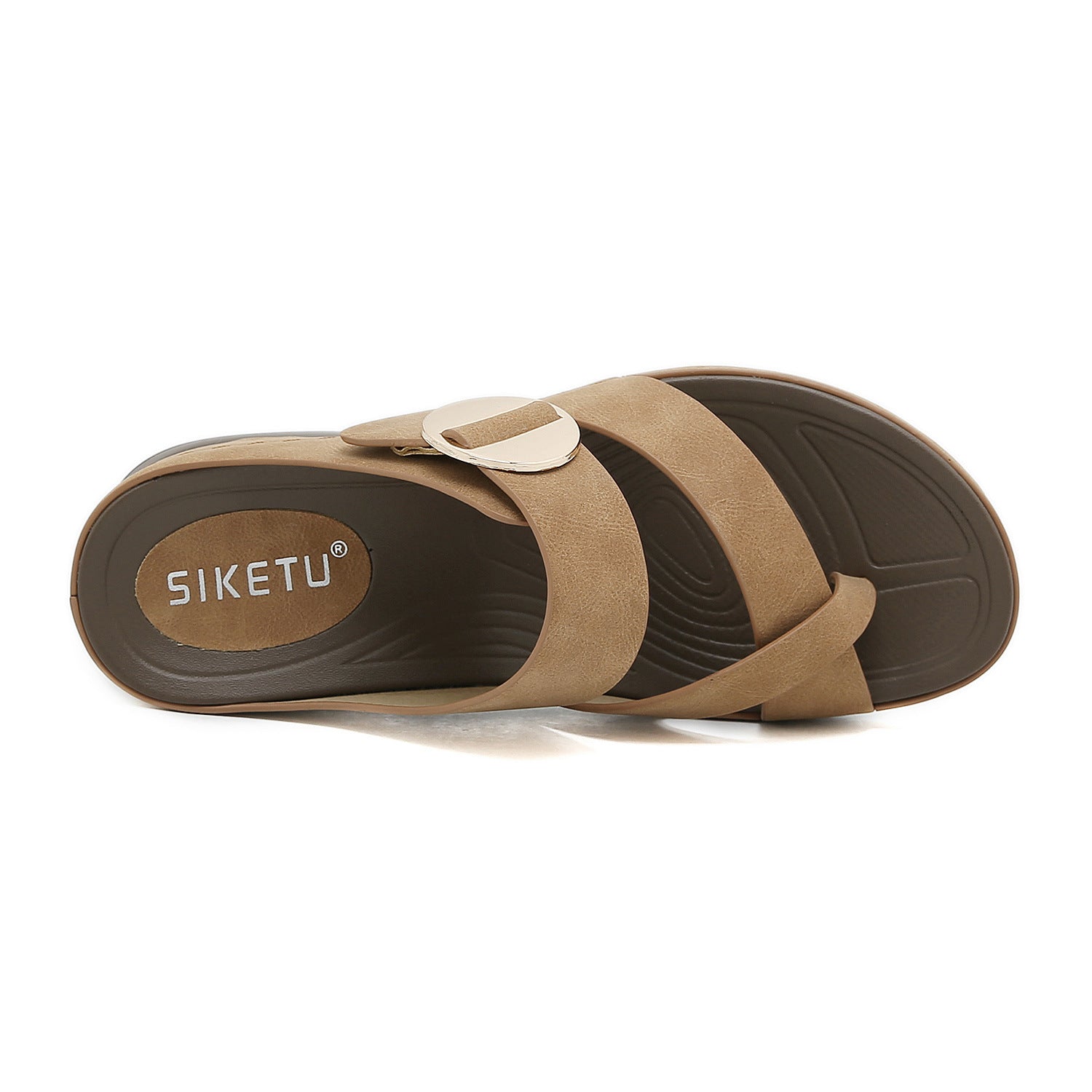 605-7 Women's Shoes Stitching Casual Wedge Metal Large Size Slippers Women