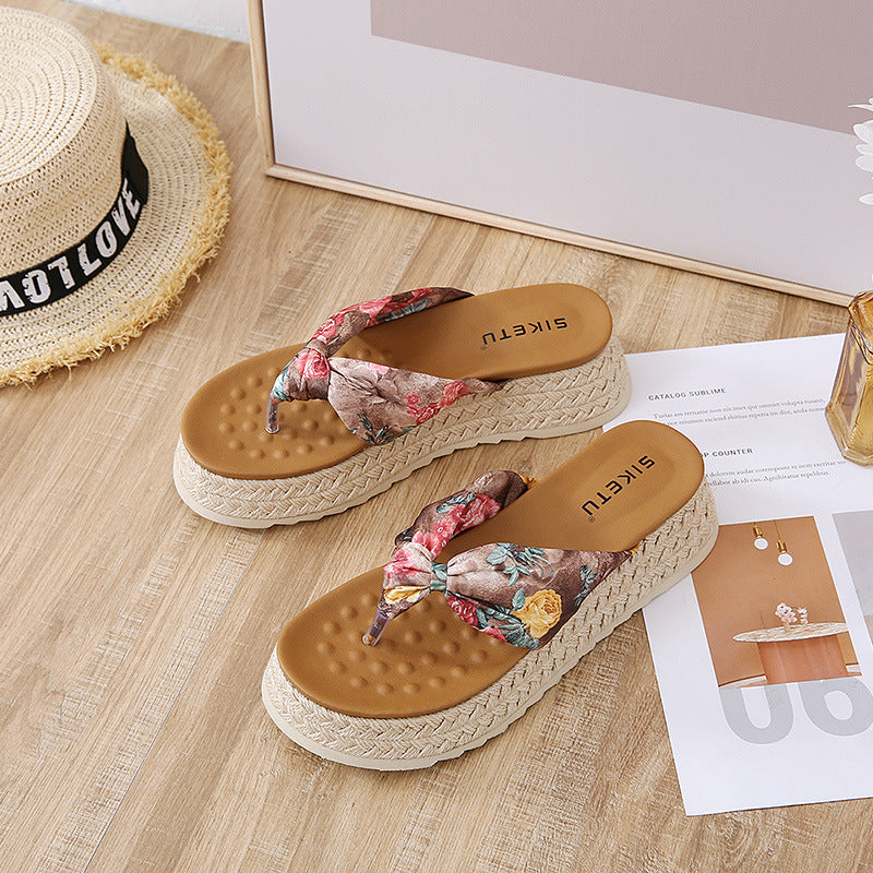 ALM238-5 Fashion Platform Flip Flops Korean Style Outdoor Beach Casual Sandals Women's Shoes