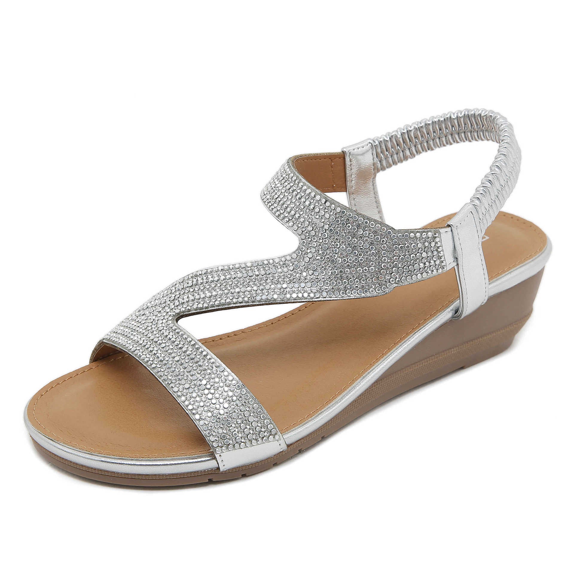 BY1729-4 Fashion Rhinestone Wedge Commuter Sandals for Women